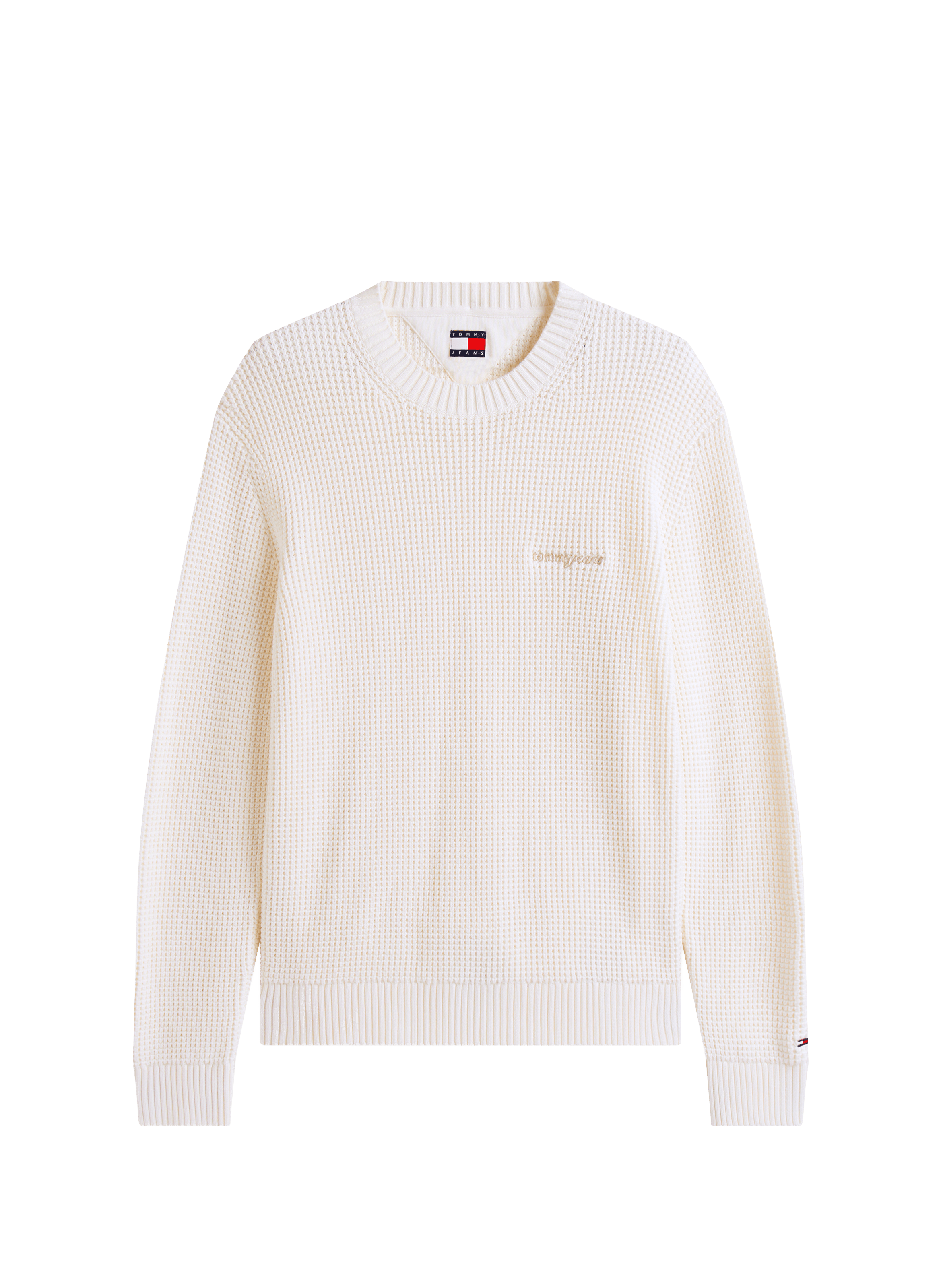 Thick knit sweater with embroidered logo TOMMY HILFIGER Beige