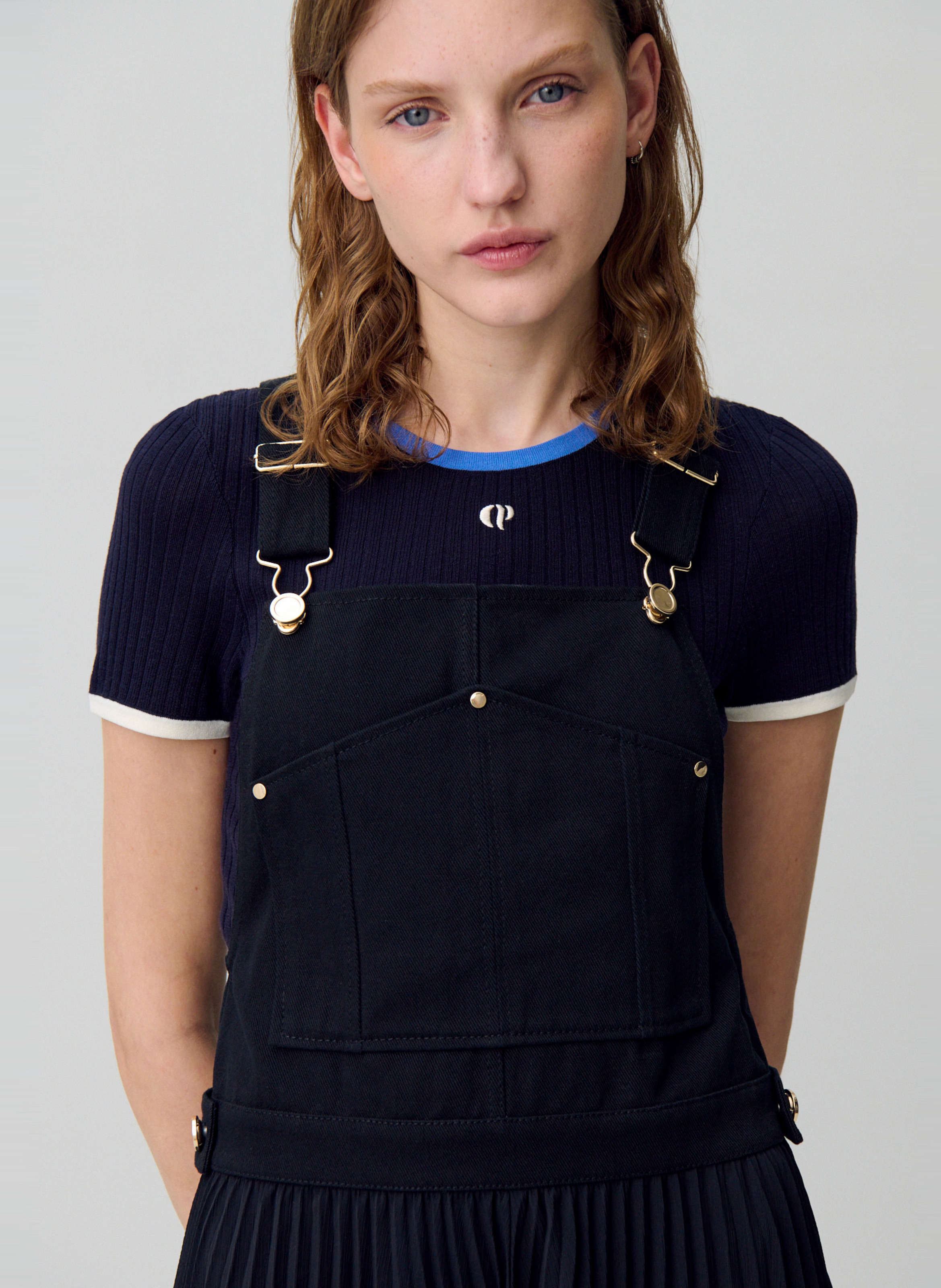 Robe longue plissée Noir