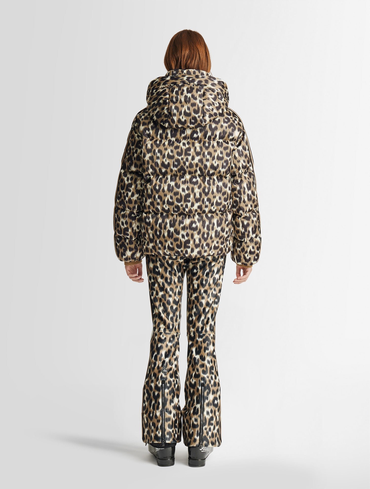 Doudoune ada leopard col capuche coupe oversize FUSALP Beige