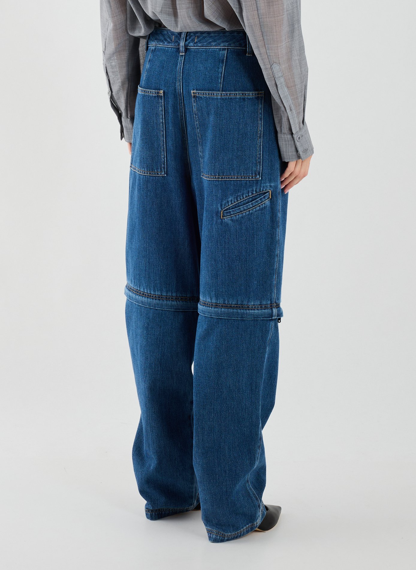 Jeans sous genou amovible en coton TIBI Bleu