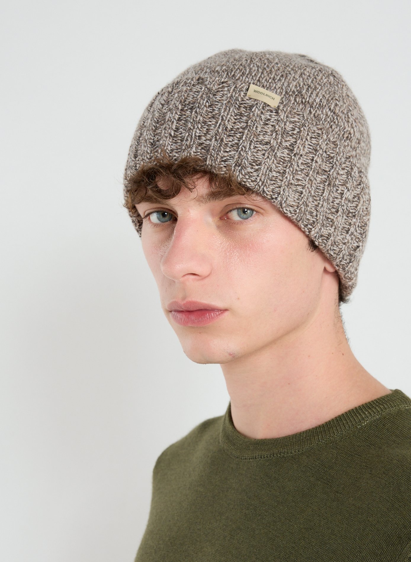 Bonnet côtelé en laine WOOLRICH Marron