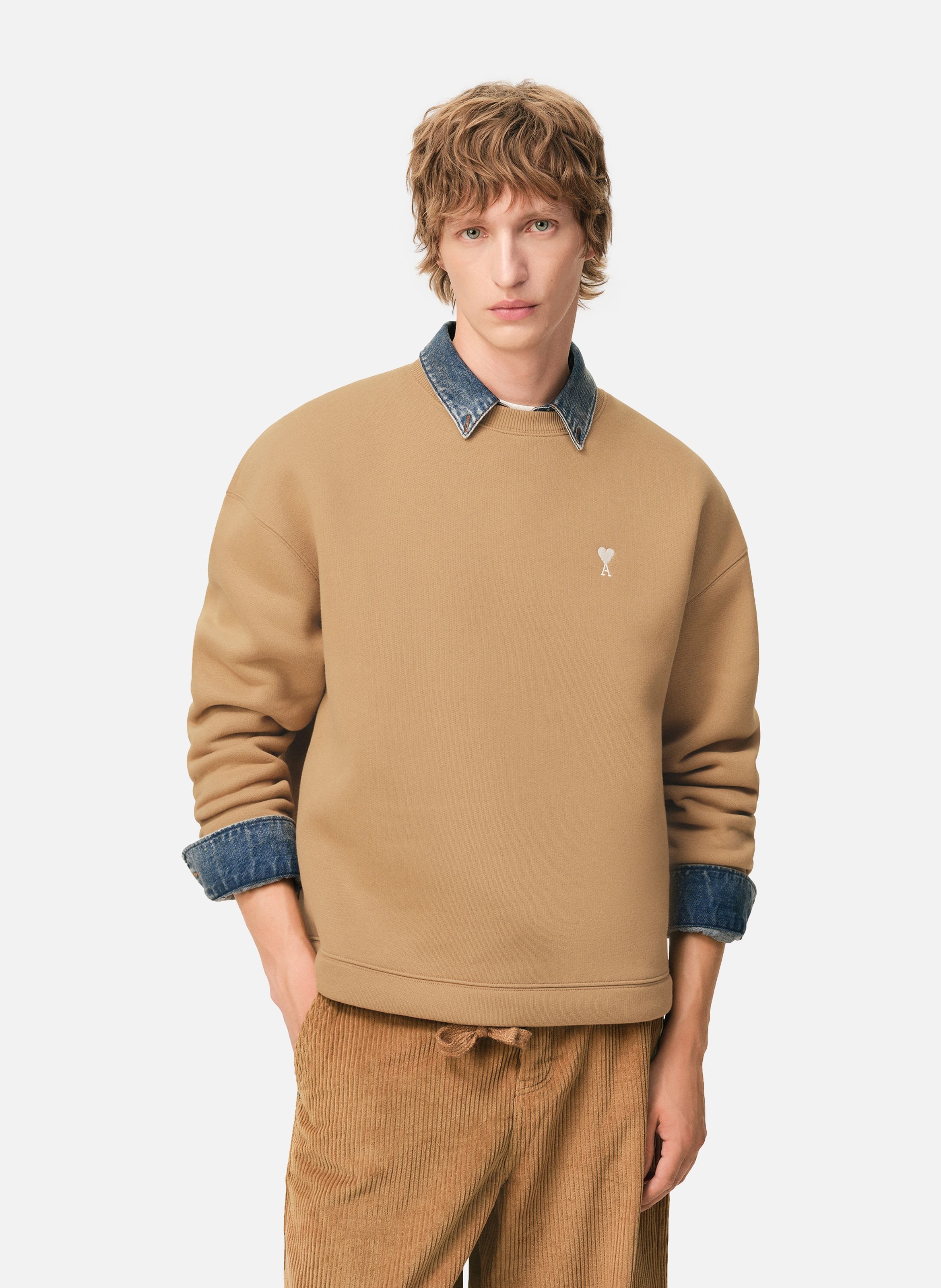 Sweatshirt ami de coeur en coton unisexe AMI PARIS Marron