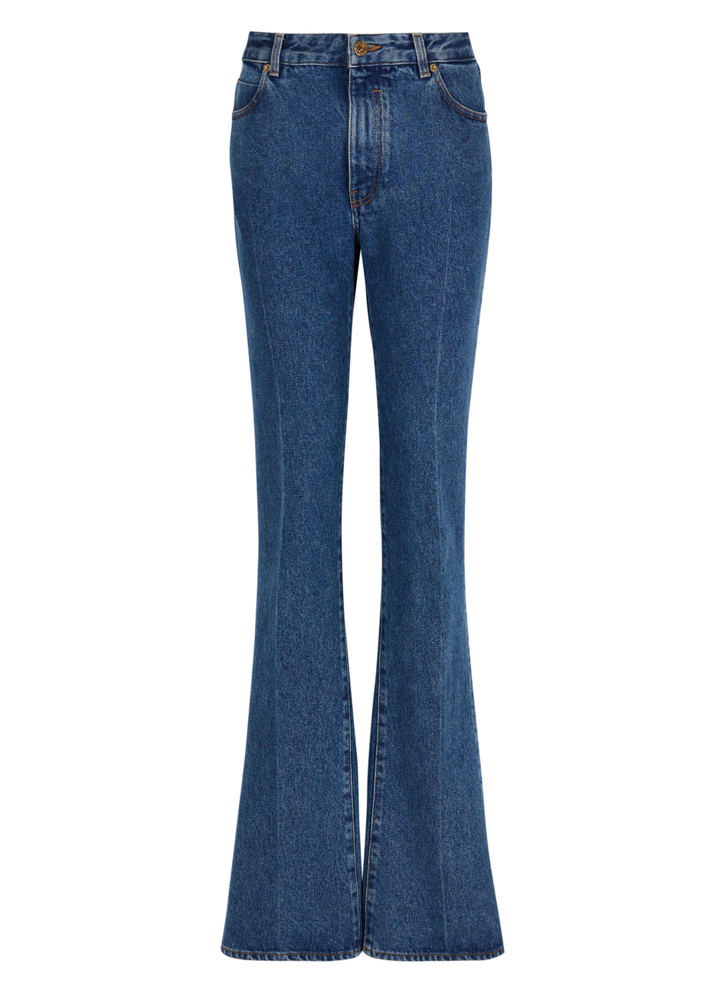 Pantalon en denim droit BALMAIN Bleu