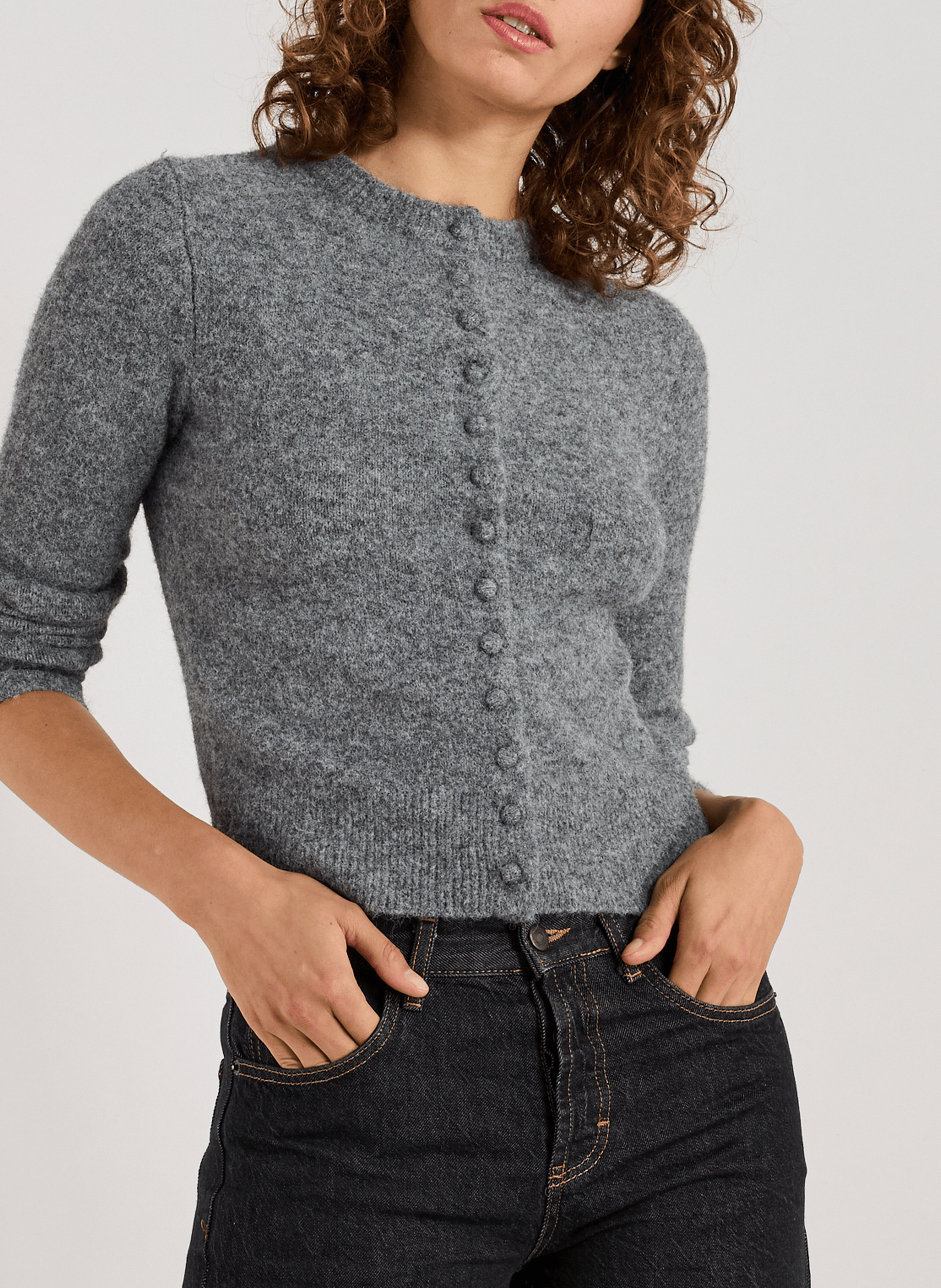 TOPSHOP Cardigan uni Gris