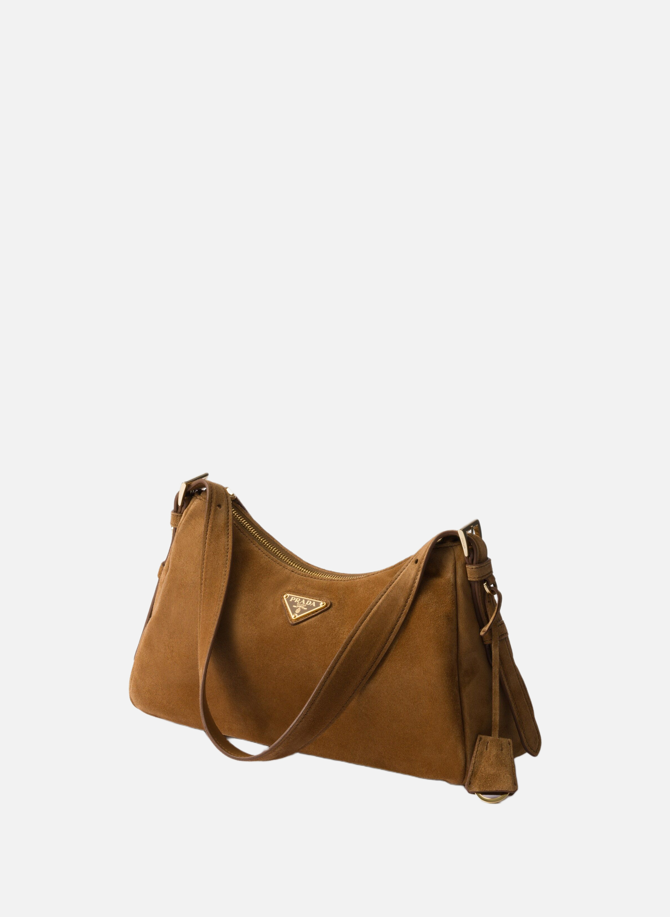 Sac à bandoulière prada aimée en veau velours PRADA Marron