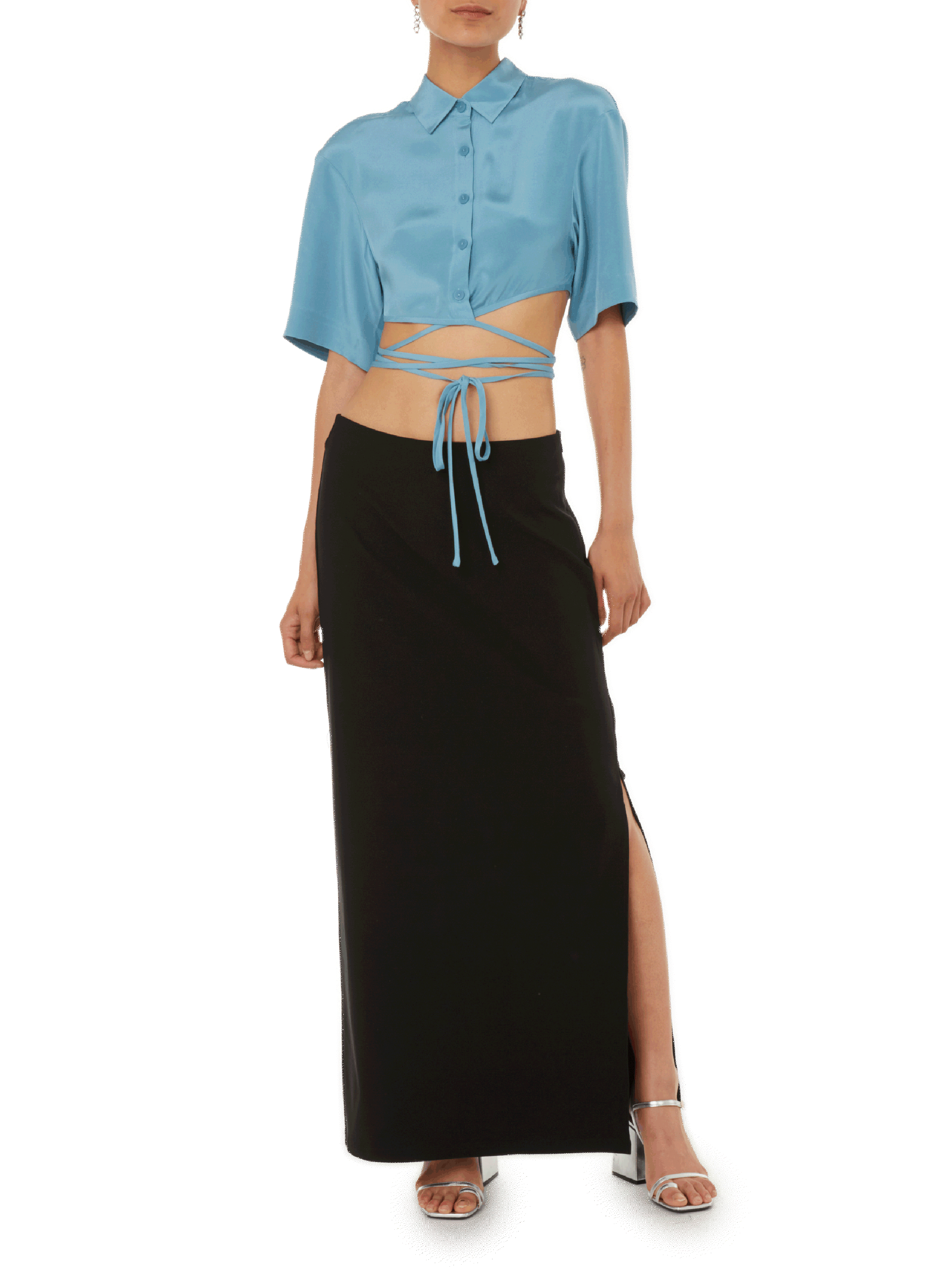 Chemise courte en soie CHRISTOPHER ESBER No color