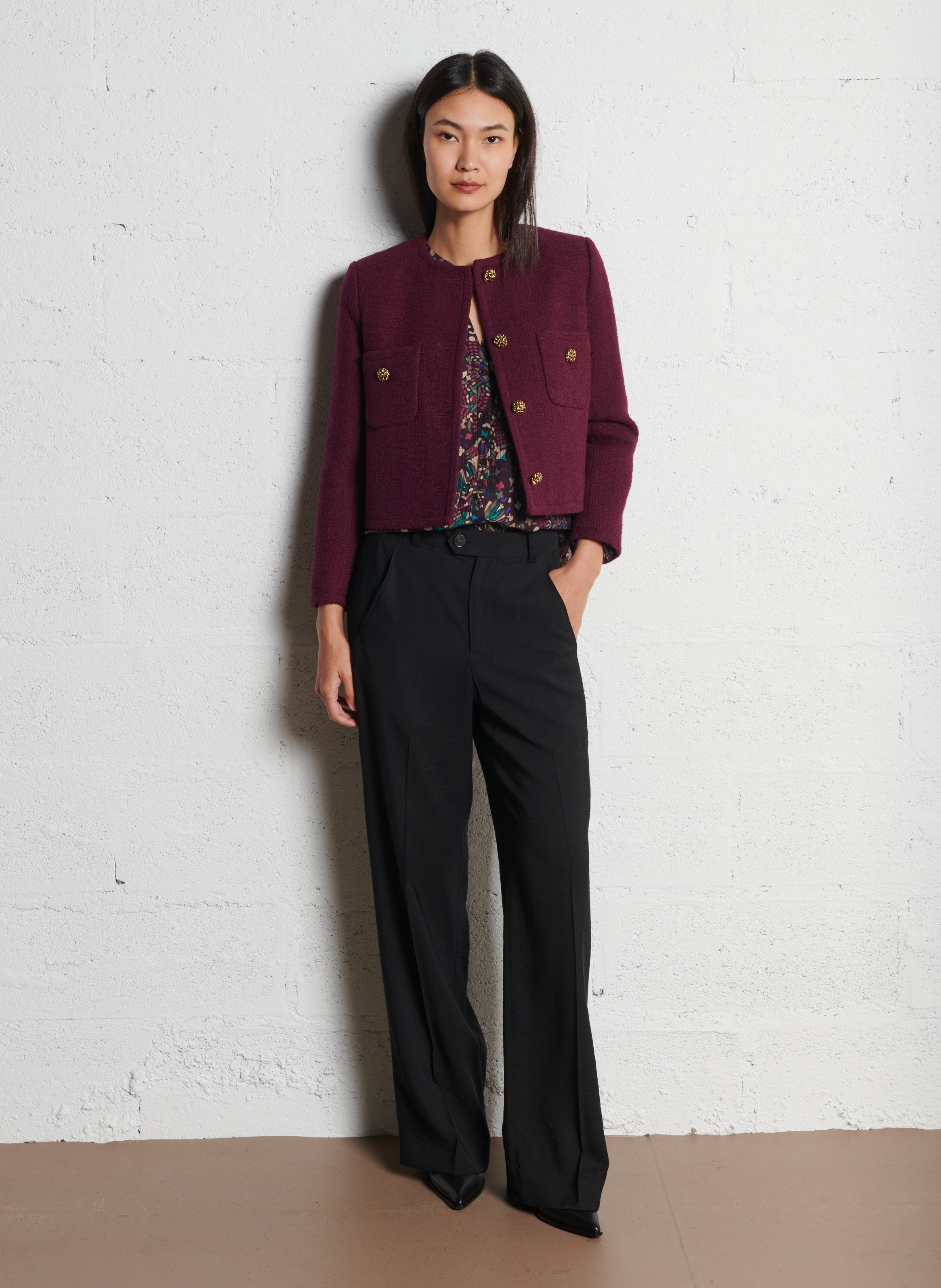 Veste courte en coton et laine mélangés meredith BA&SH Violet