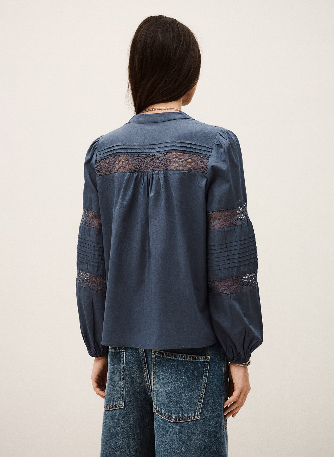 Top droit col tunisien en coton nami BA&SH Bleu