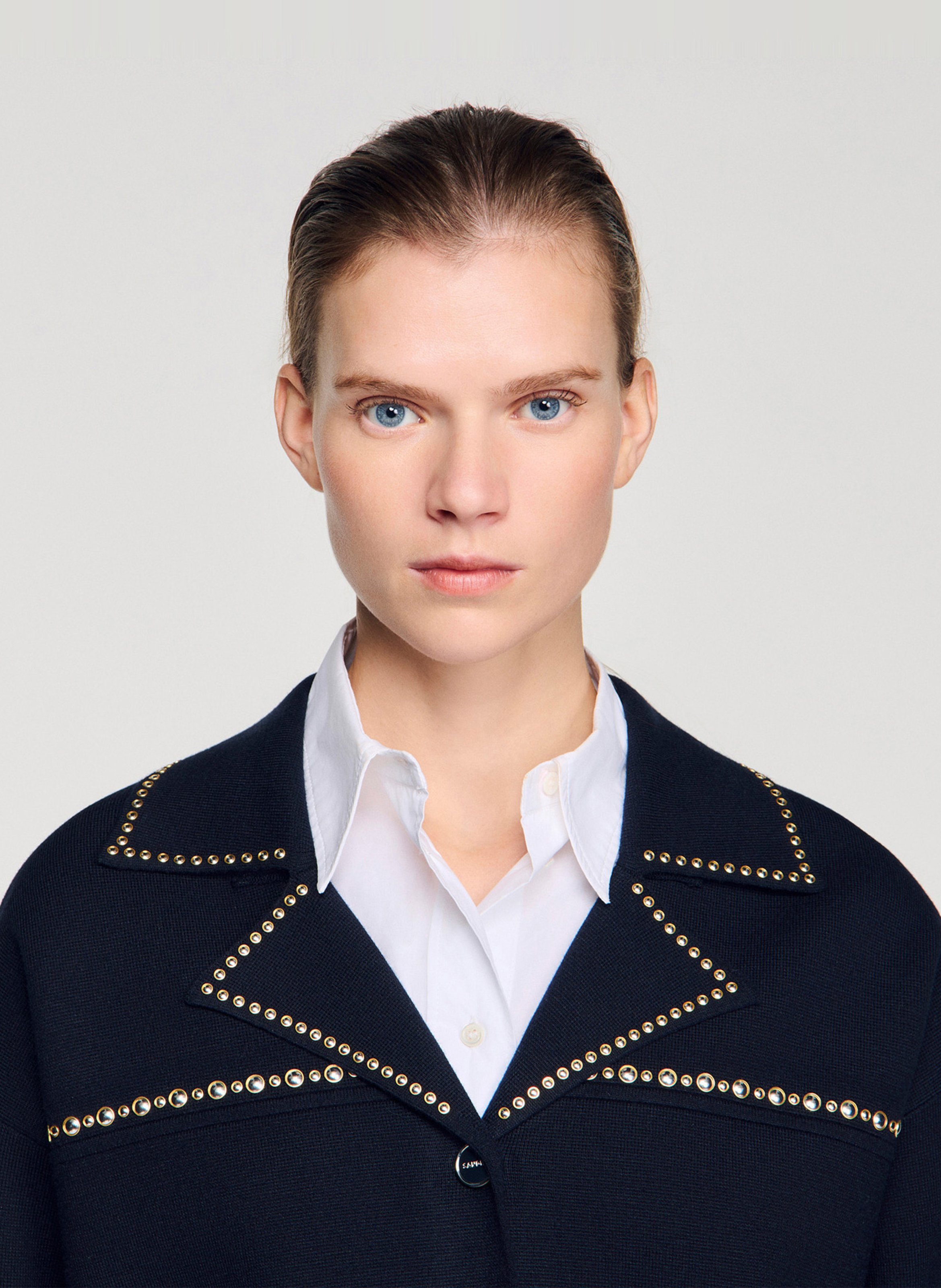 Cardigan oversize col tailleur SANDRO Bleu