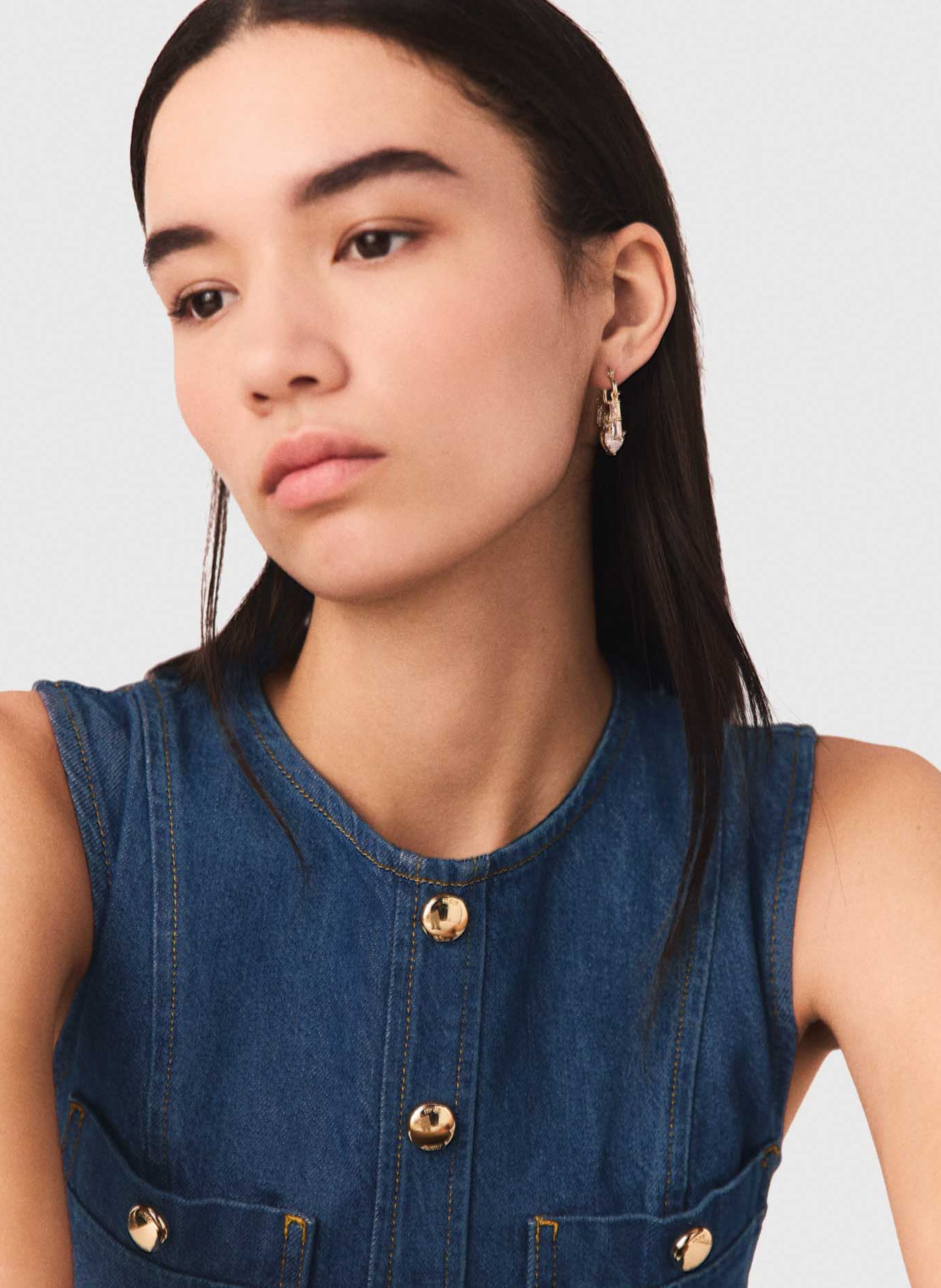 Boucles d'oreilles à strass en laiton MAJE Doré