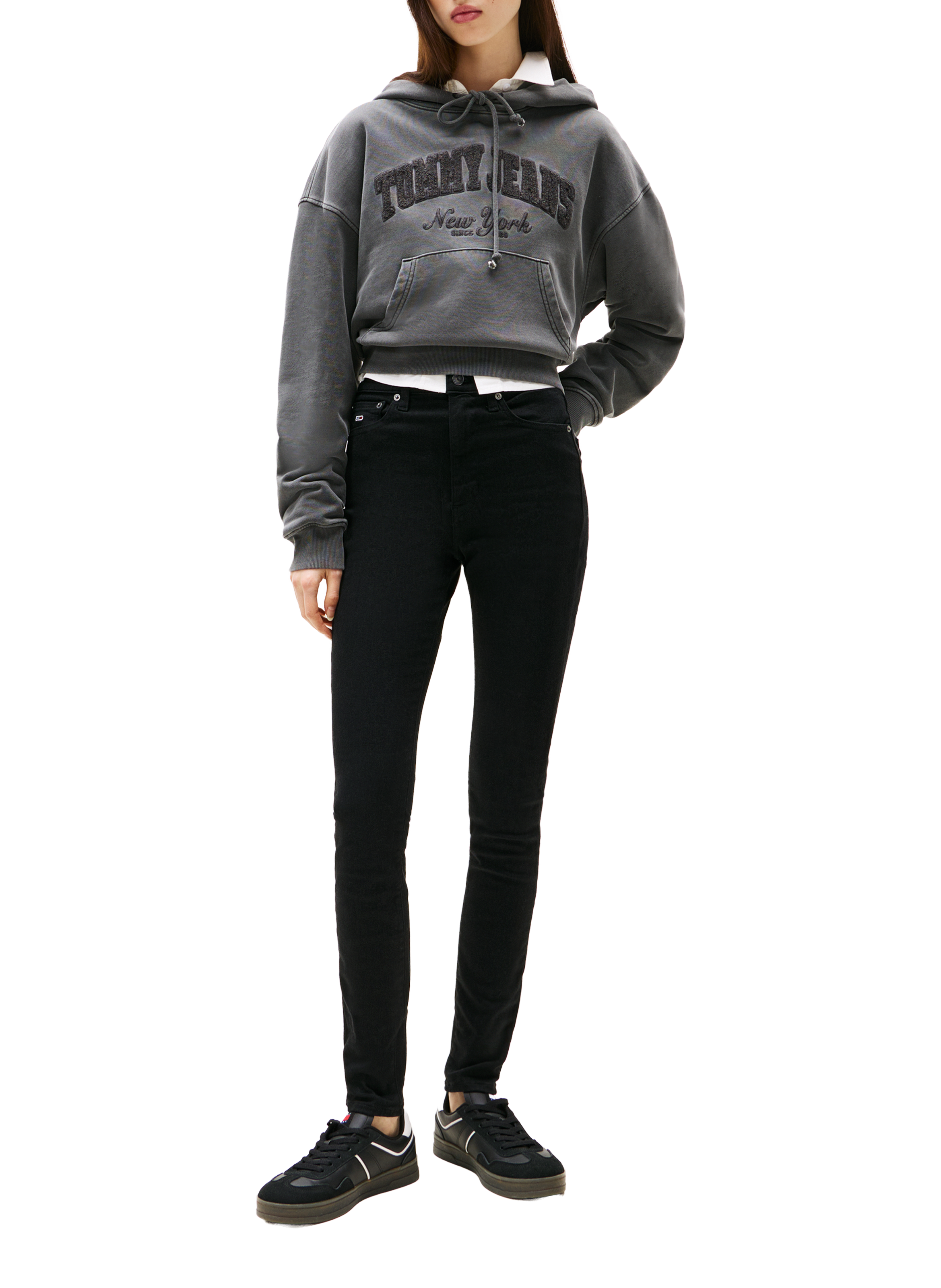 Jean droit en coton mélangé TOMMY HILFIGER Noir