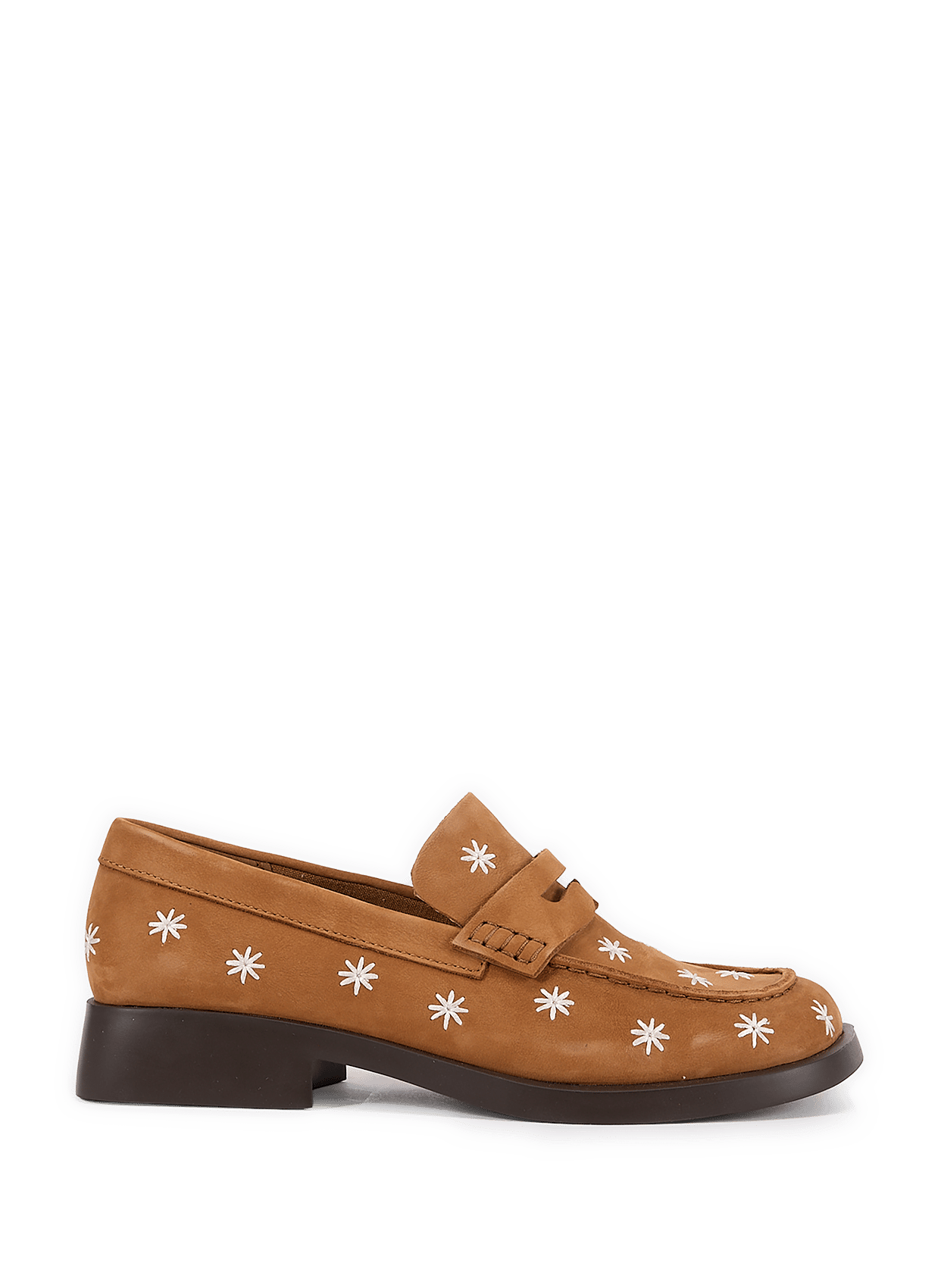 Mocassins Dana à fleurs en cuir CAMPER Marron