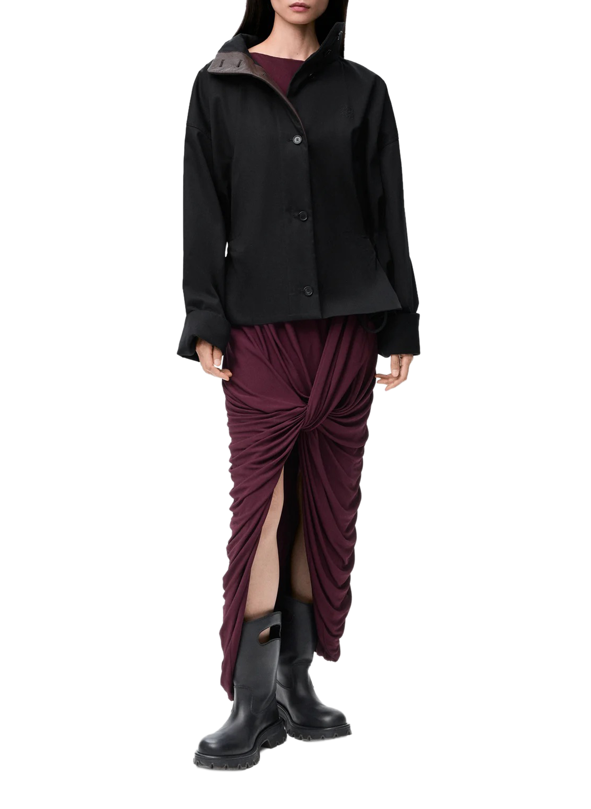 Veste à capuche en coton et soie LOEWE Noir