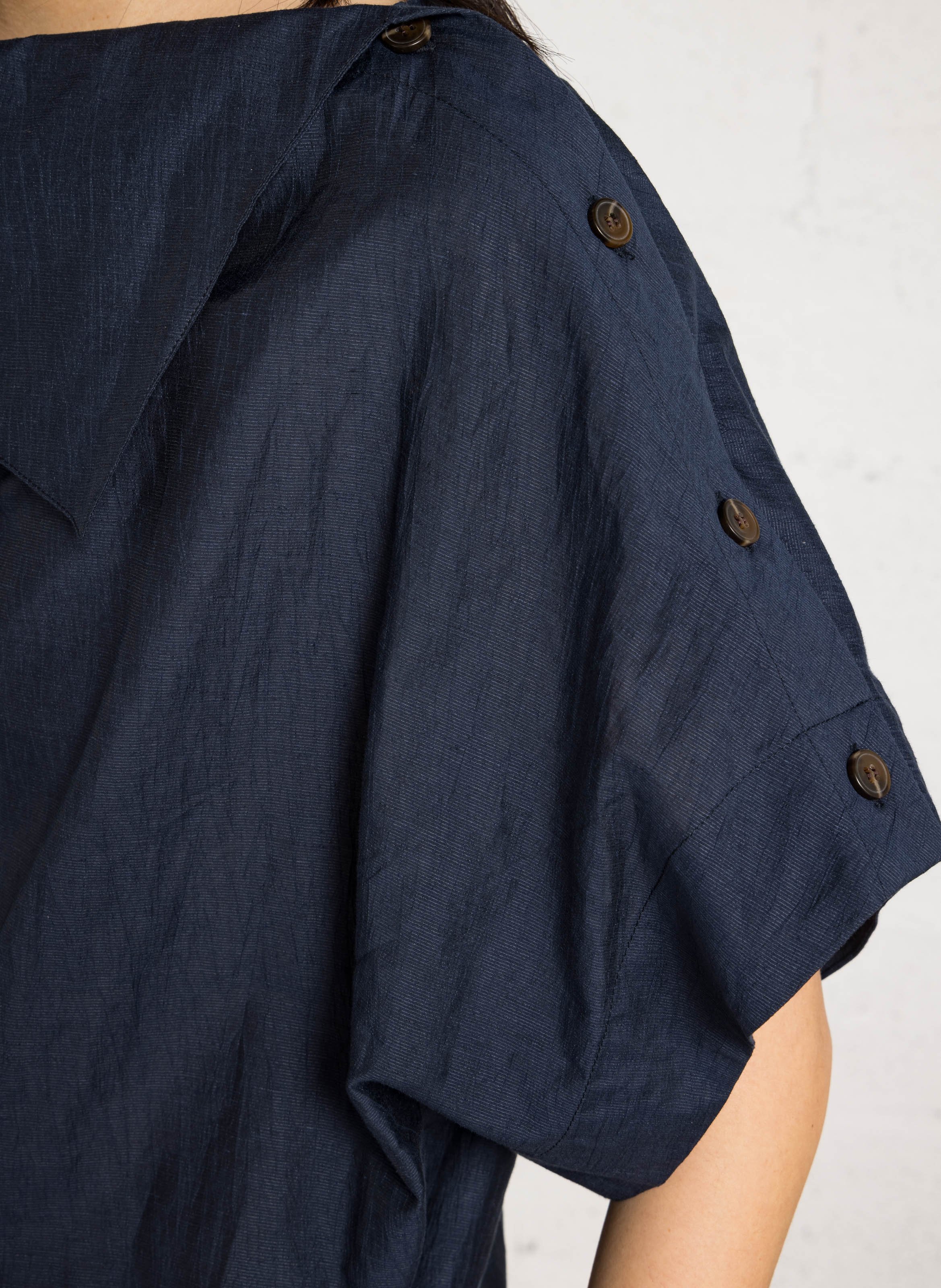 Blous oversize en lin et coton bio mélangé issa SOEUR Bleu