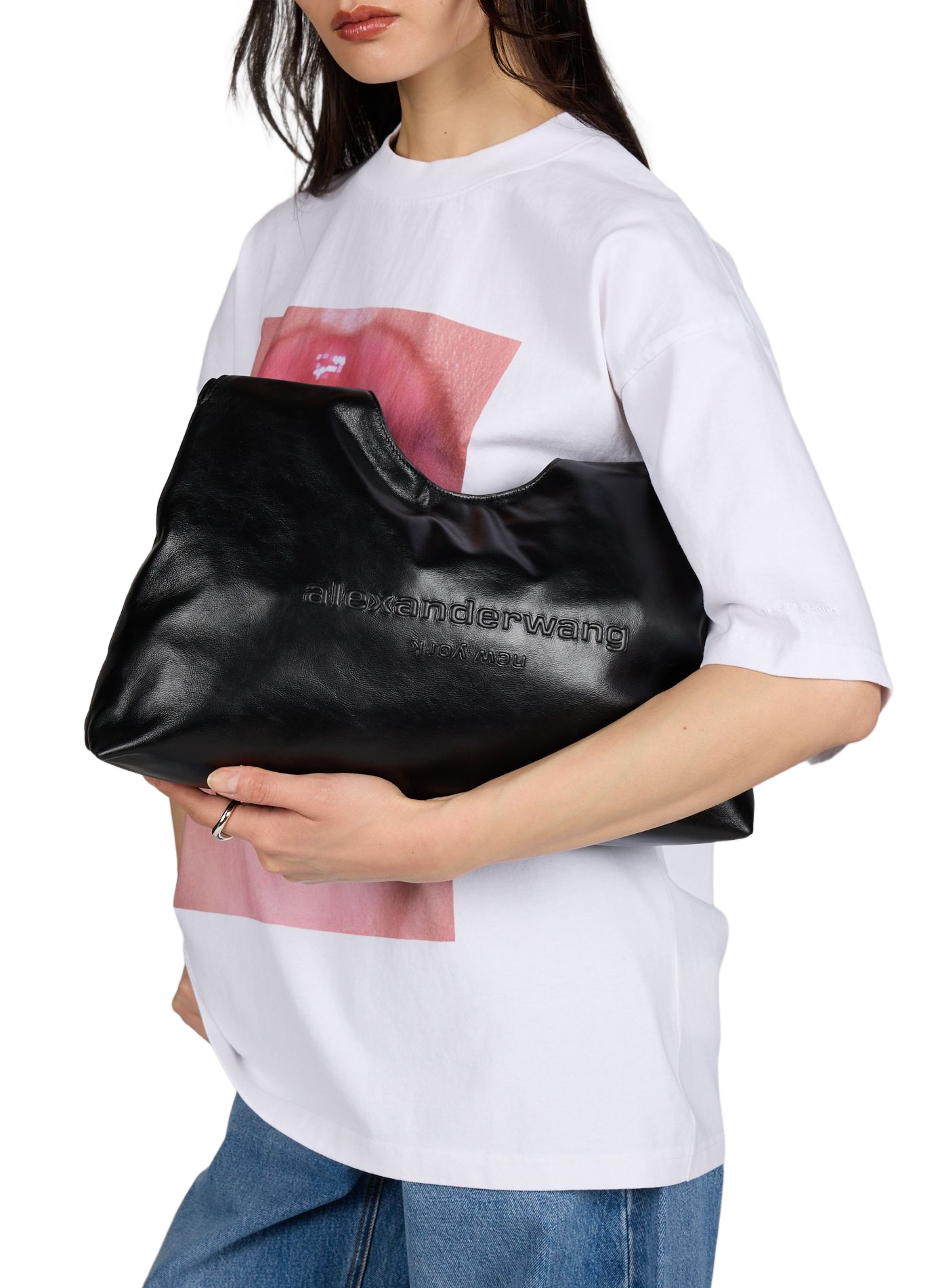 Schoudertas van runderleer ALEXANDER WANG Zwart