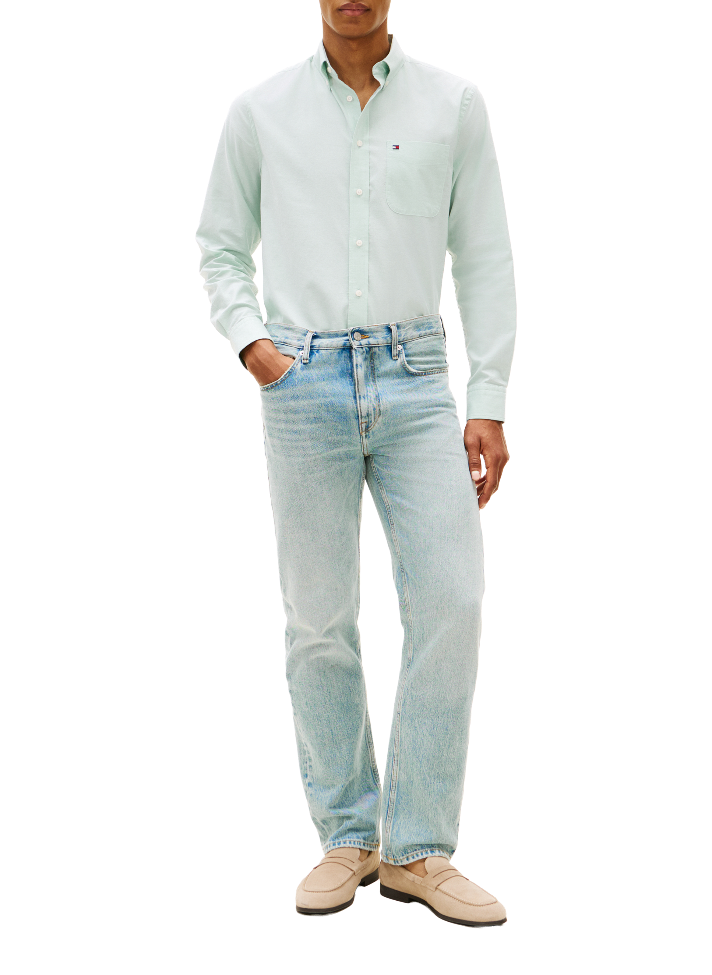 Chemise slim léger en coton mélangé TOMMY HILFIGER Vert