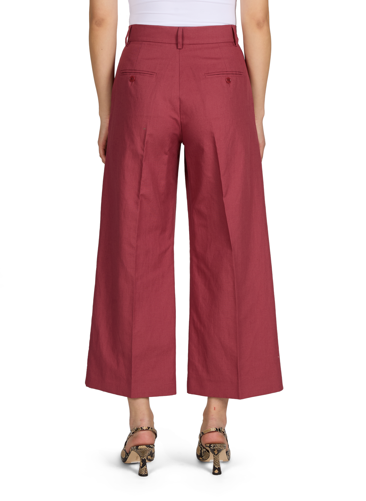 Wide-leg cotton and linen trousers MAX MARA WEEK END Red