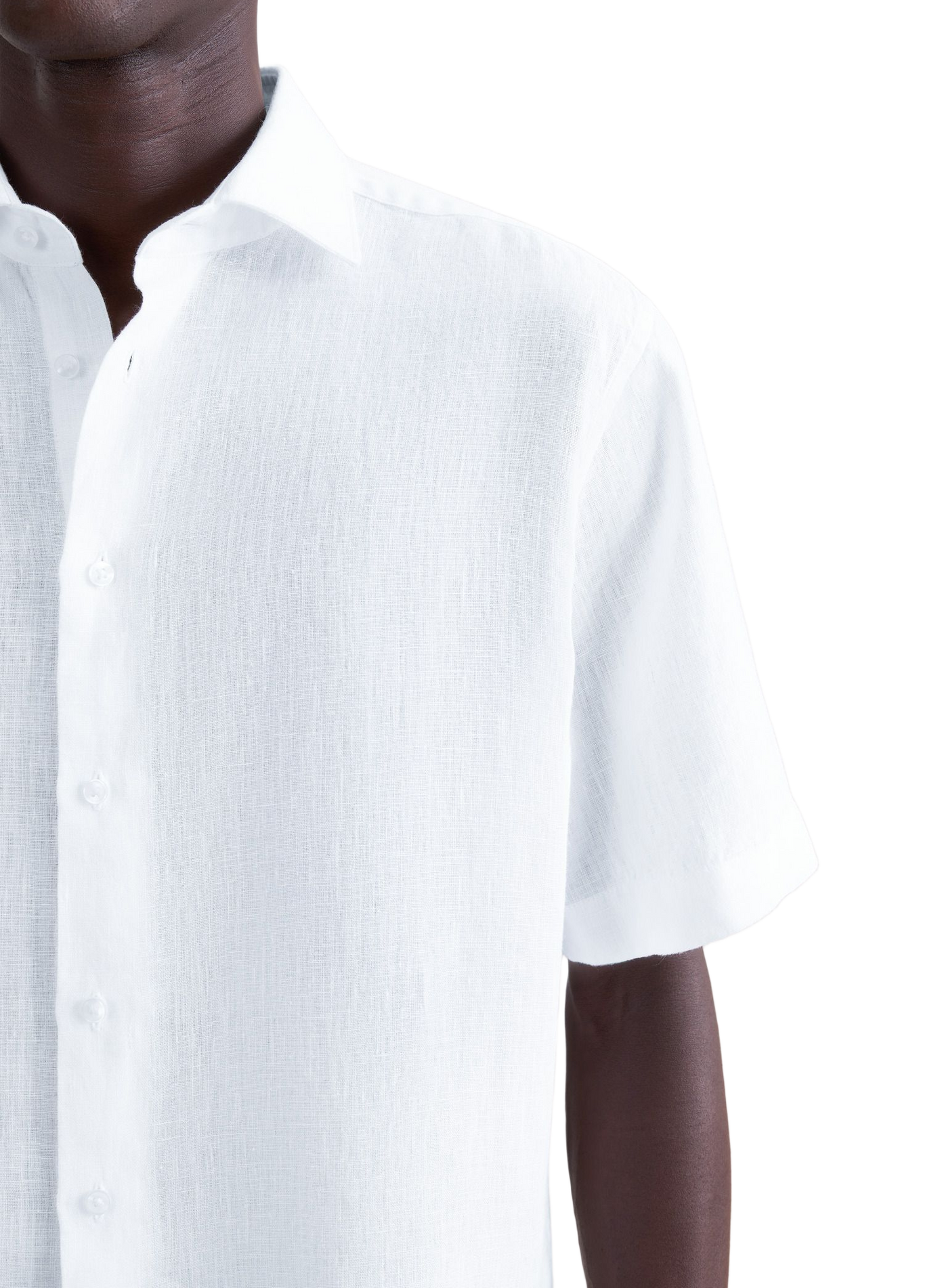 Solid Short-Sleeve Linen Shirt SEIDENSTICKER White