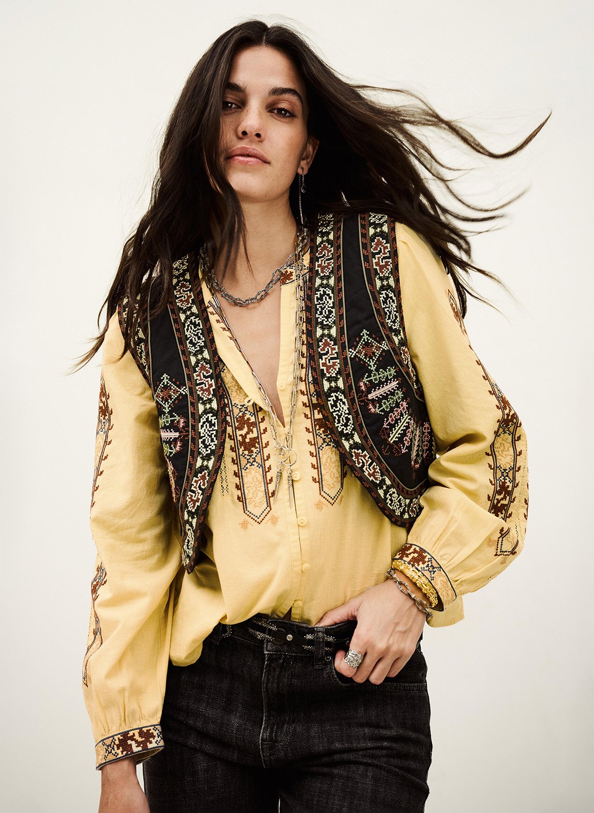 Veste sans manches brodée fosca BA&SH Noir