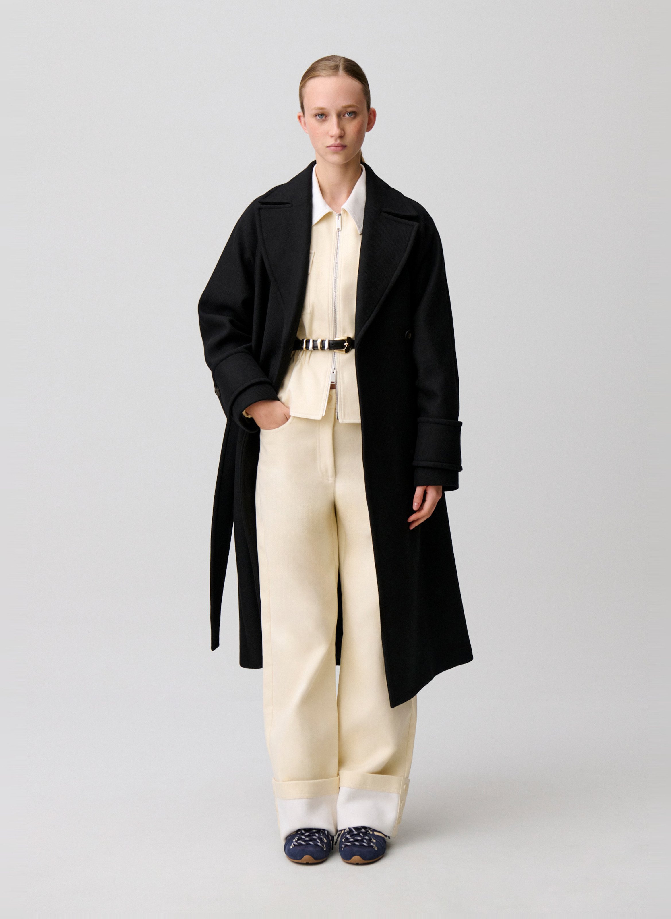 Manteau col tailleur en laine mélangée CLAUDIE PIERLOT Noir