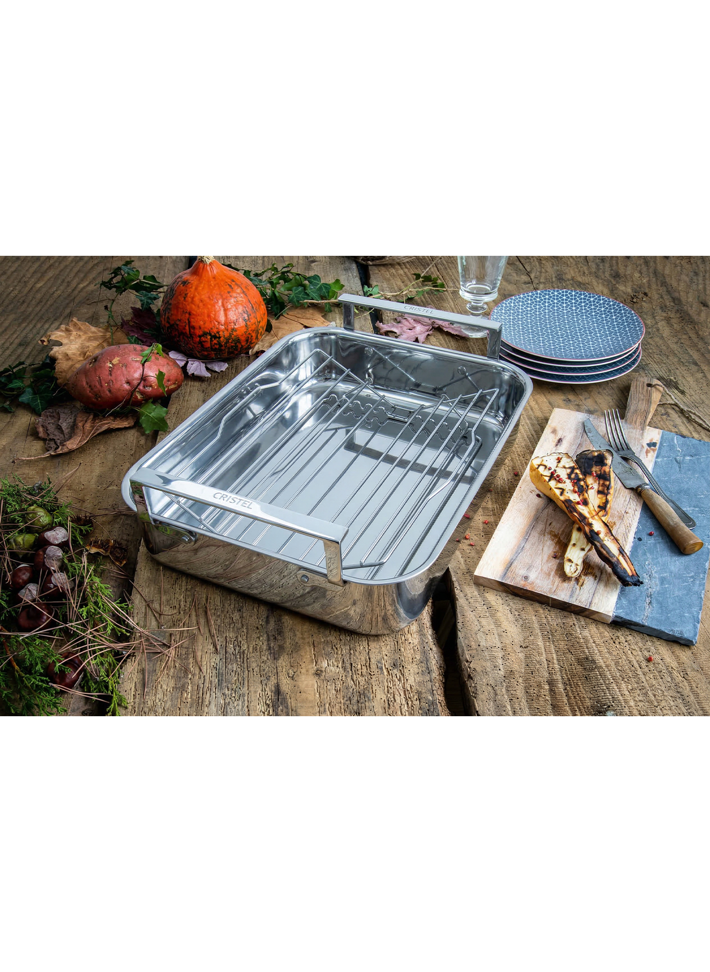 Plat à four avec accessoires en inox CRISTEL Gris