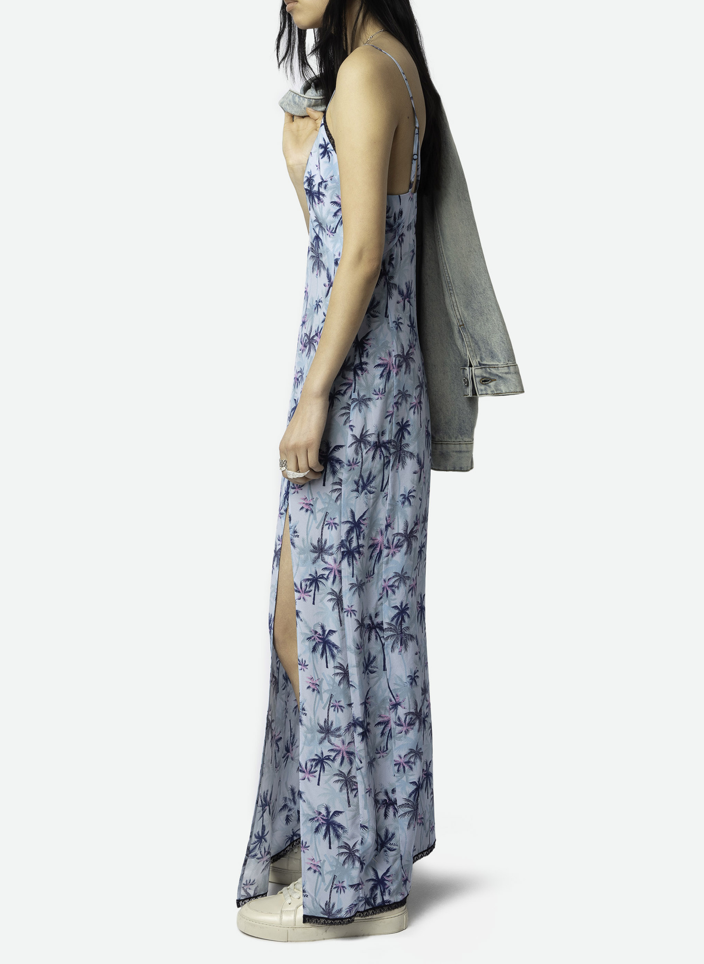 Langes Seidenkleid mit V-Ausschnitt ZADIG&VOLTAIRE Blau