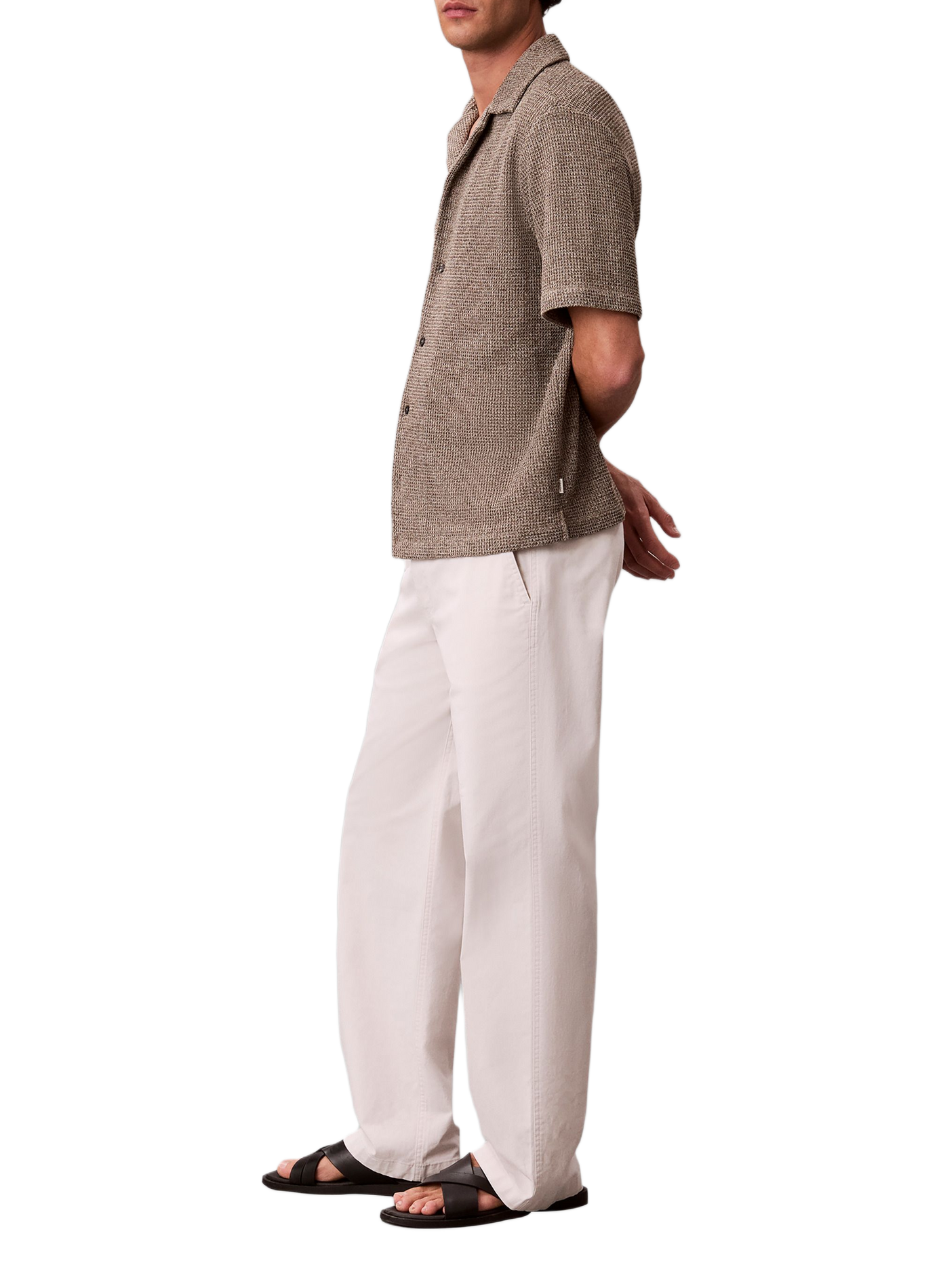 Short-sleeved textured knit shirt CALVIN KLEIN Beige