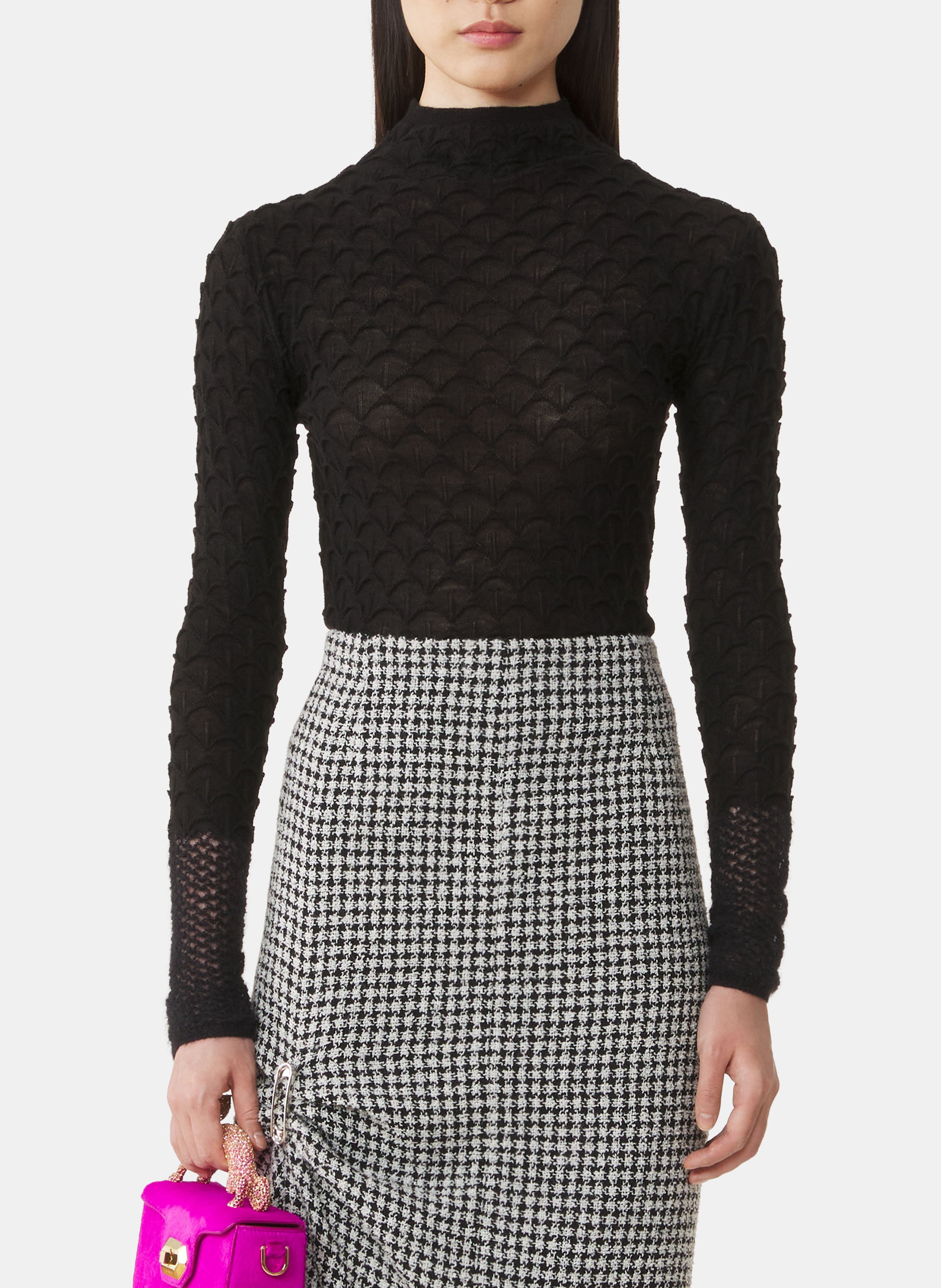 Haut col montant en laine et en mohair LANVIN Noir