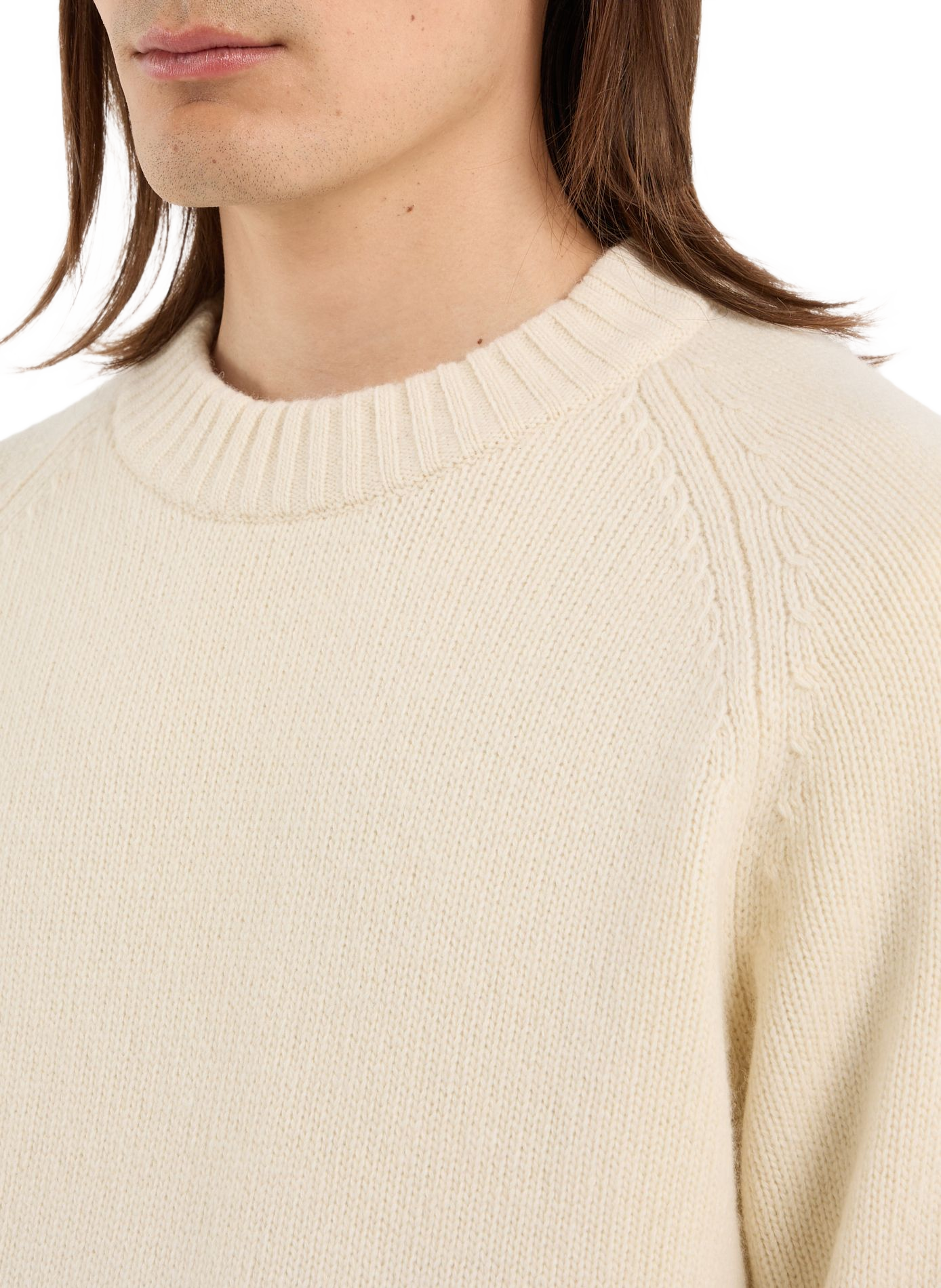Round neck wool straight sweater SAISON 1865 Beige
