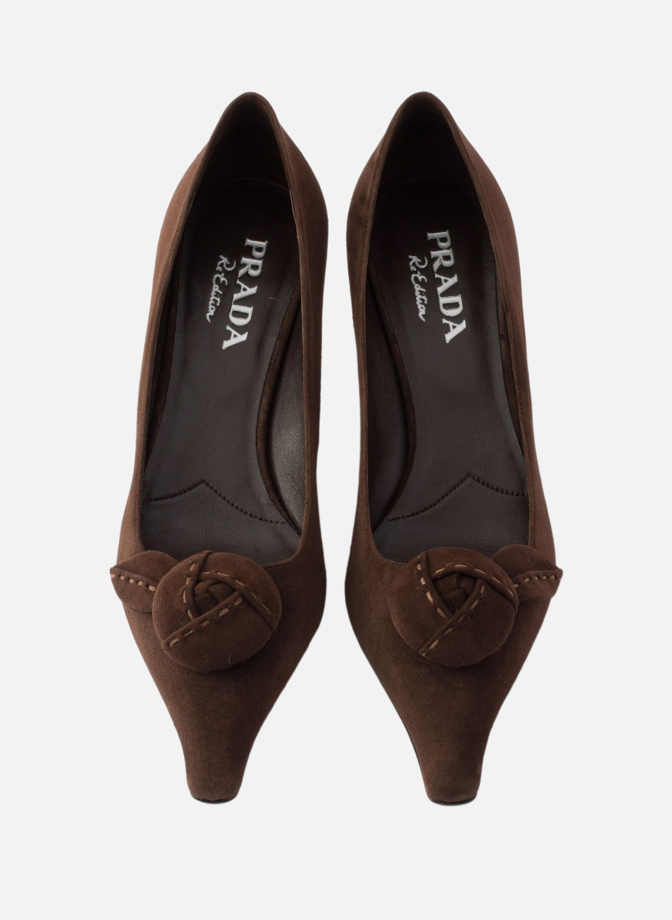 Escarpins en veau velours PRADA Marron