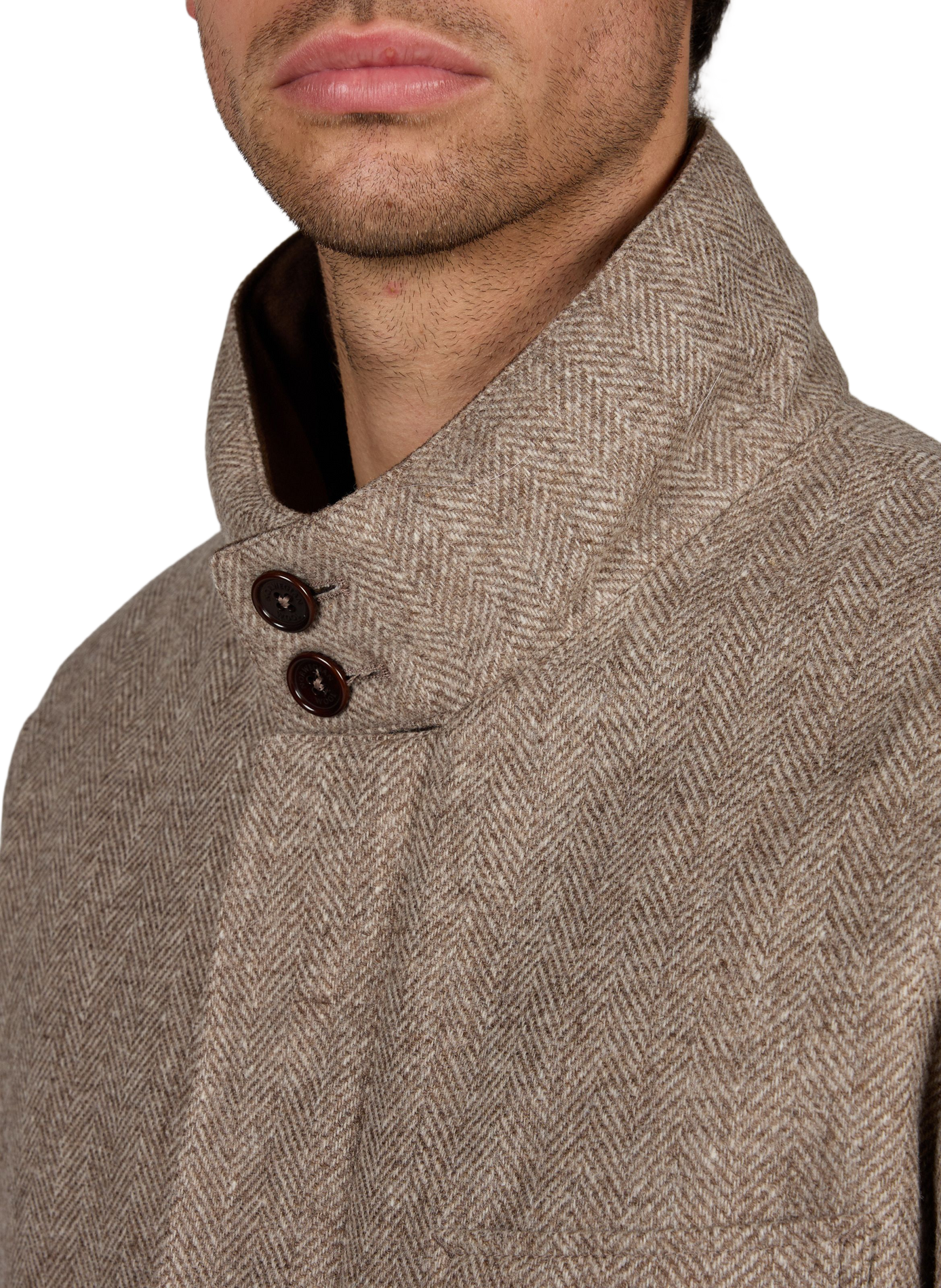 Gerader Mantel mit Stehkragen in Wollmischung mit Hahnentrittmuster NORWEGIAN WOOL Braun