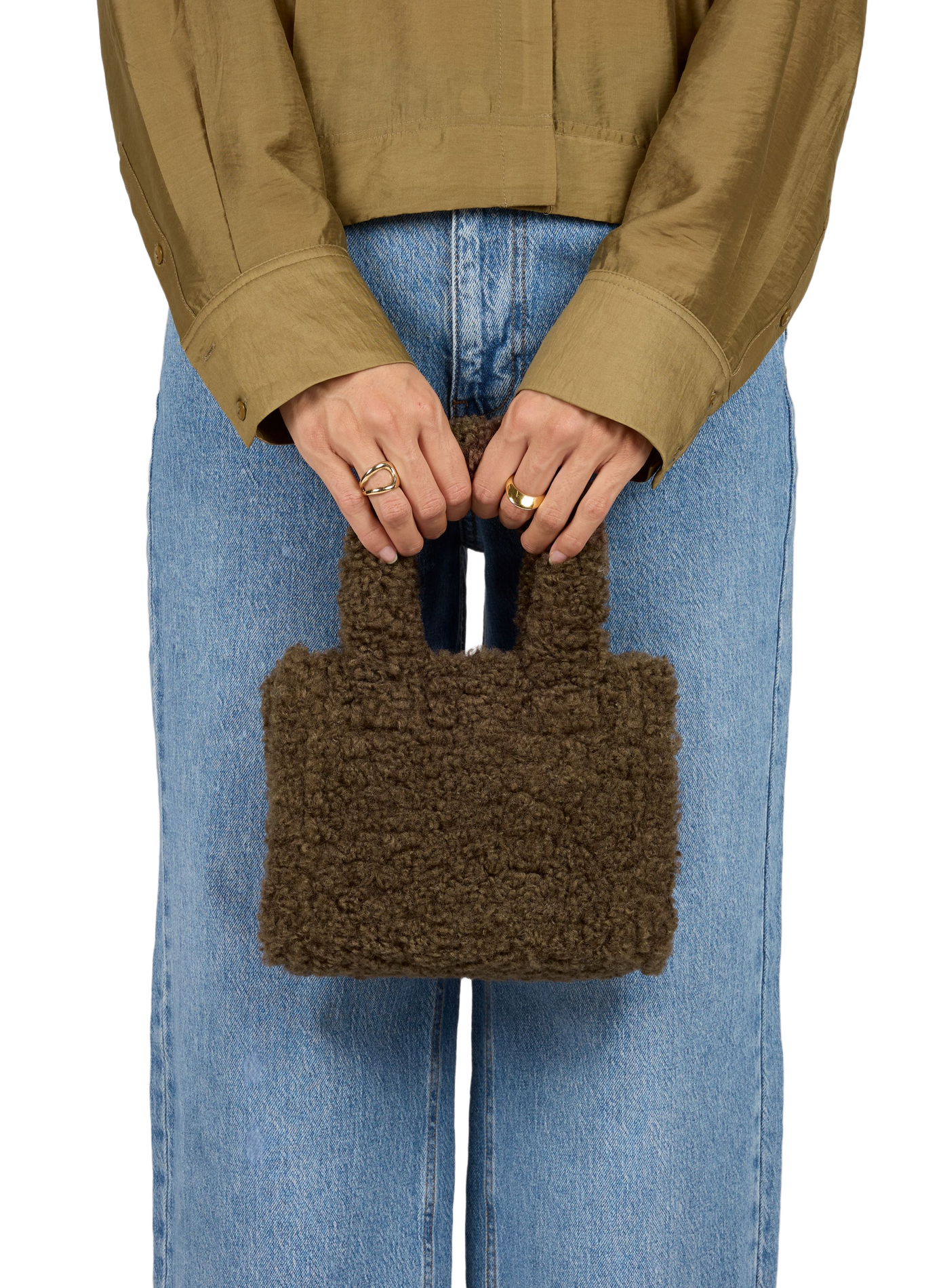 Solid color faux sheepskin handbag AU PRINTEMPS PARIS Grey