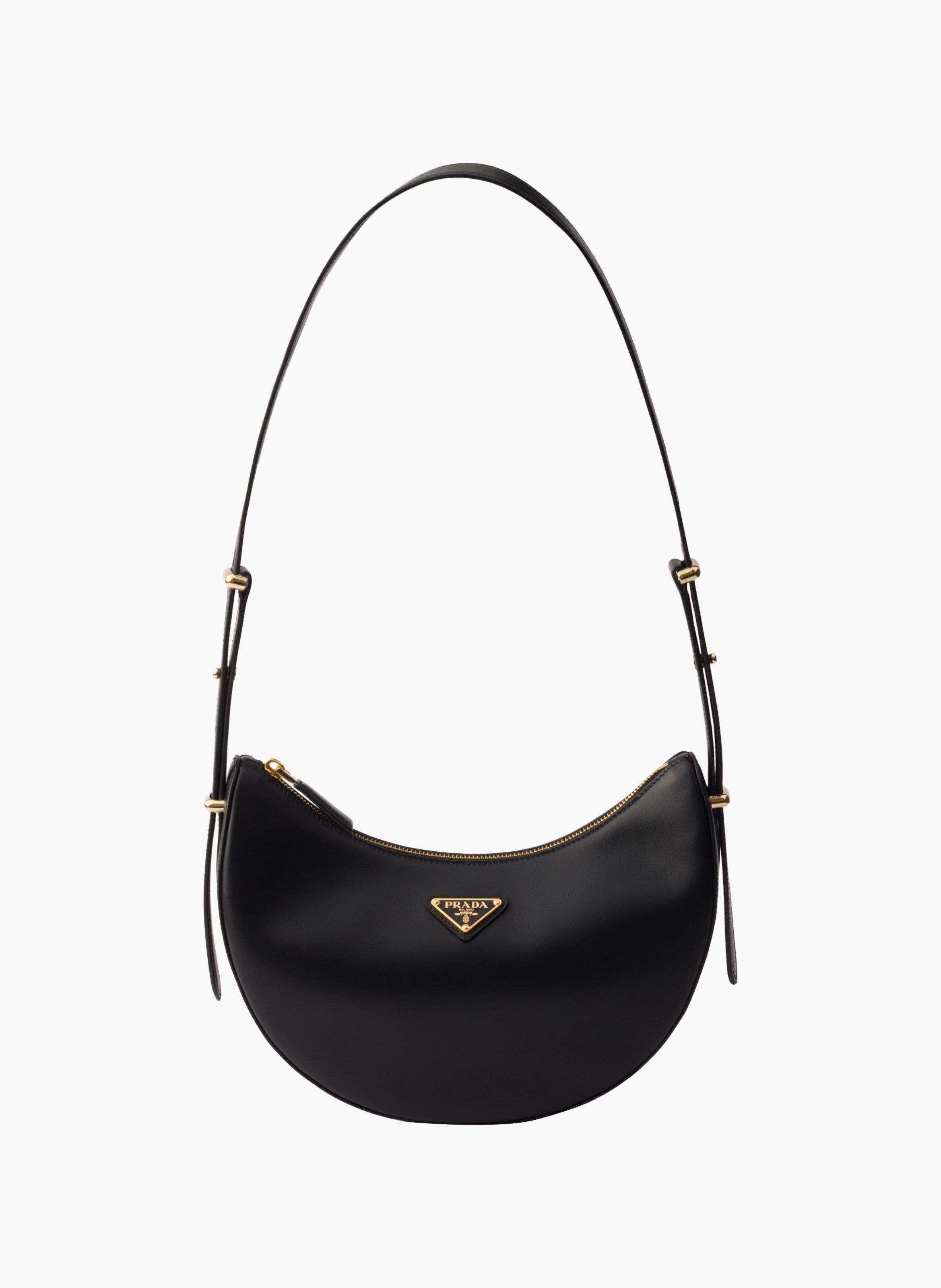Petit sac porté épaule prada arqué en cuir PRADA Noir