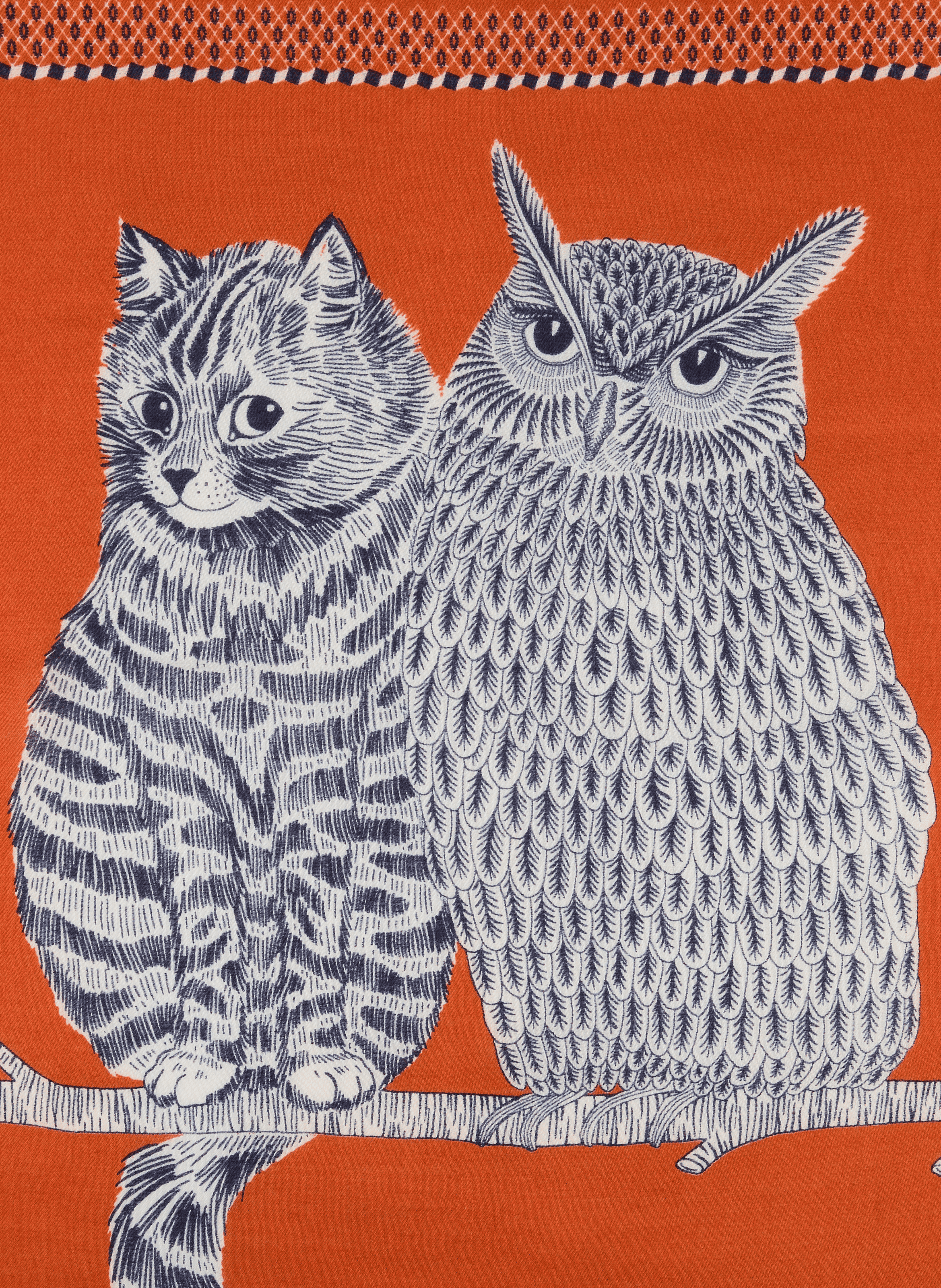 Foulard carré imprimé en laine INOUI EDITIONS Rouge