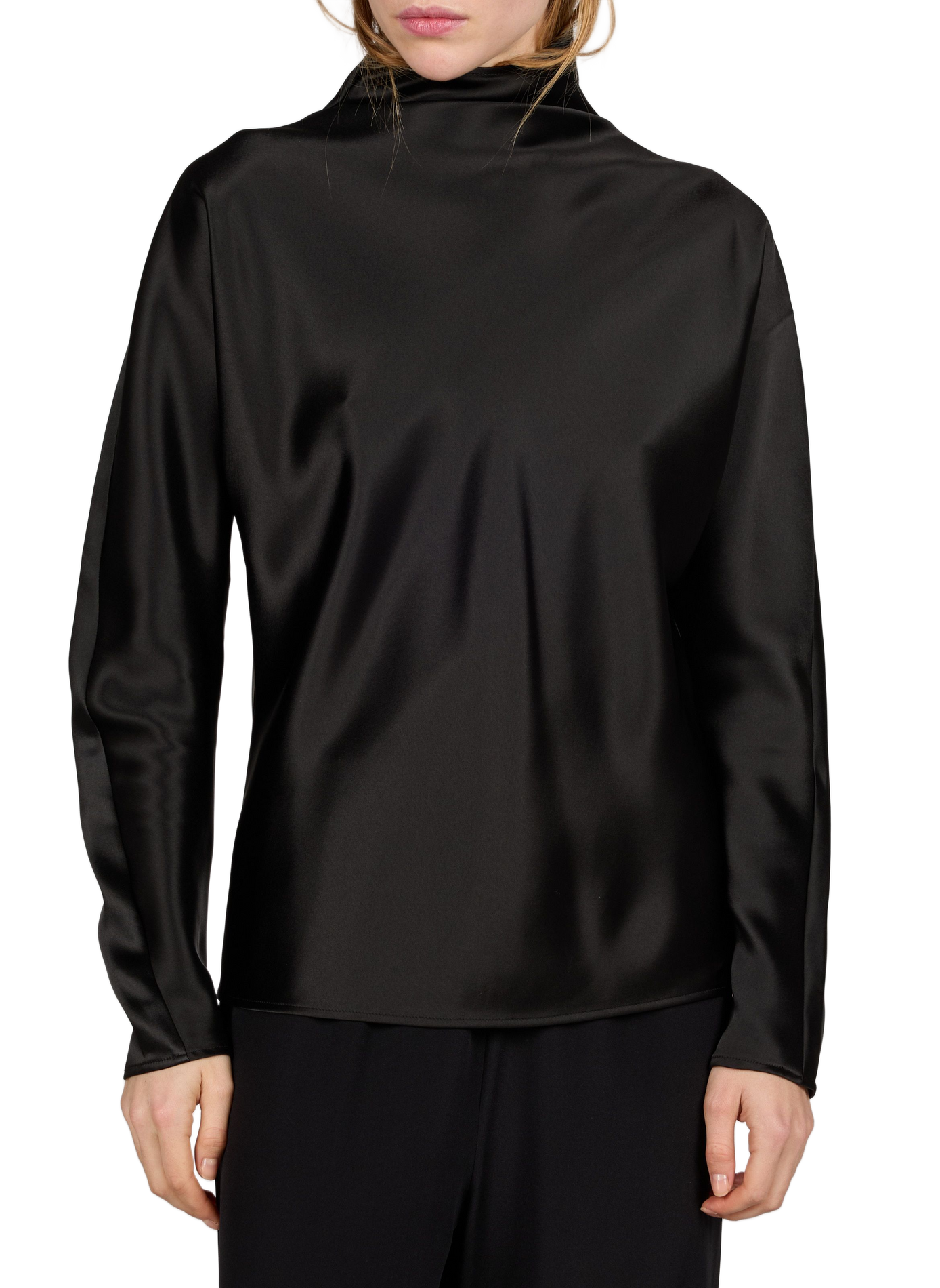High-neck satin blouse ALMADA Black