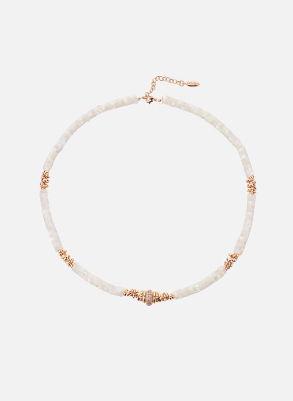 Collier avec perles et zircon effet diamant sharky Blanc by HIPANEMA HIPANEMA Collier avec perles et zircon effet diamant sharky Blanc