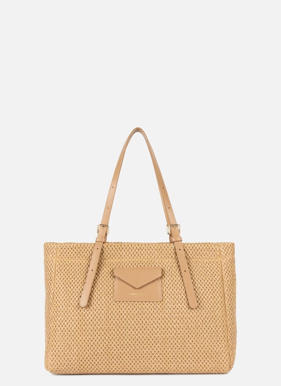 Sac cabas main - osier Beige by LANCASTER LANCASTER Sac cabas main - osier Beige