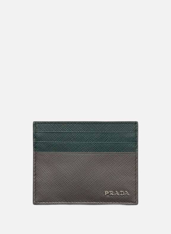Porte-cartes en cuir saffiano Gris by PRADA PRADA Porte-cartes en cuir saffiano Gris