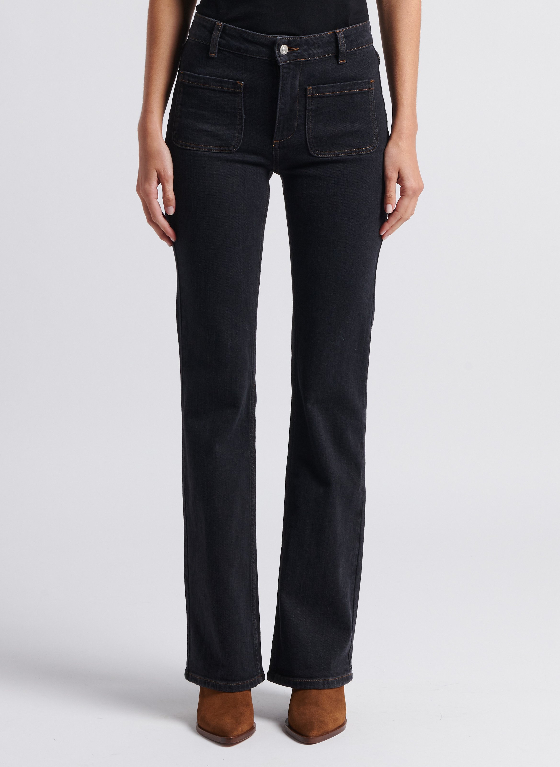 Pantalon boot-cut en jean ross BA&SH Noir