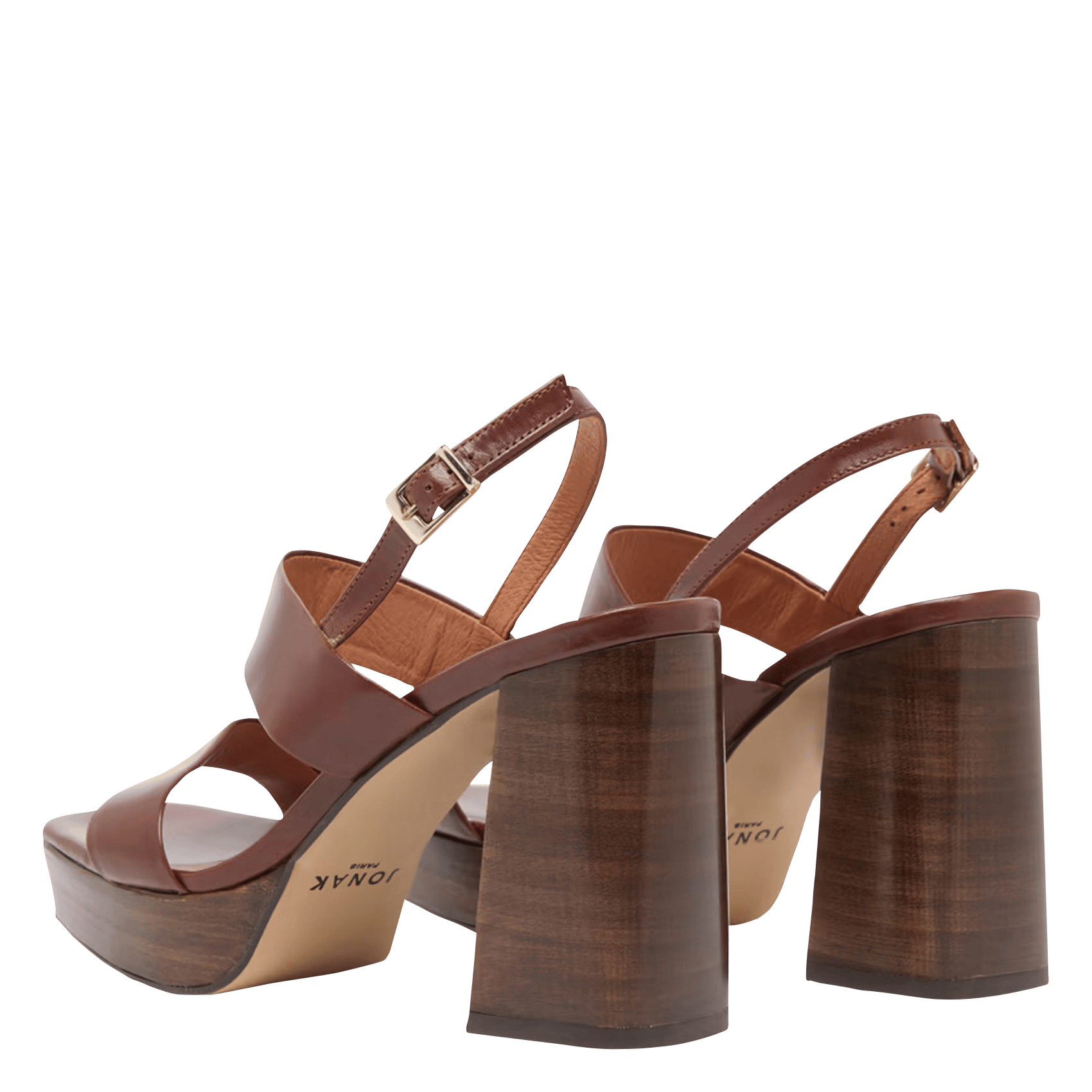 Sandales à talons en cuir verde JONAK Marron