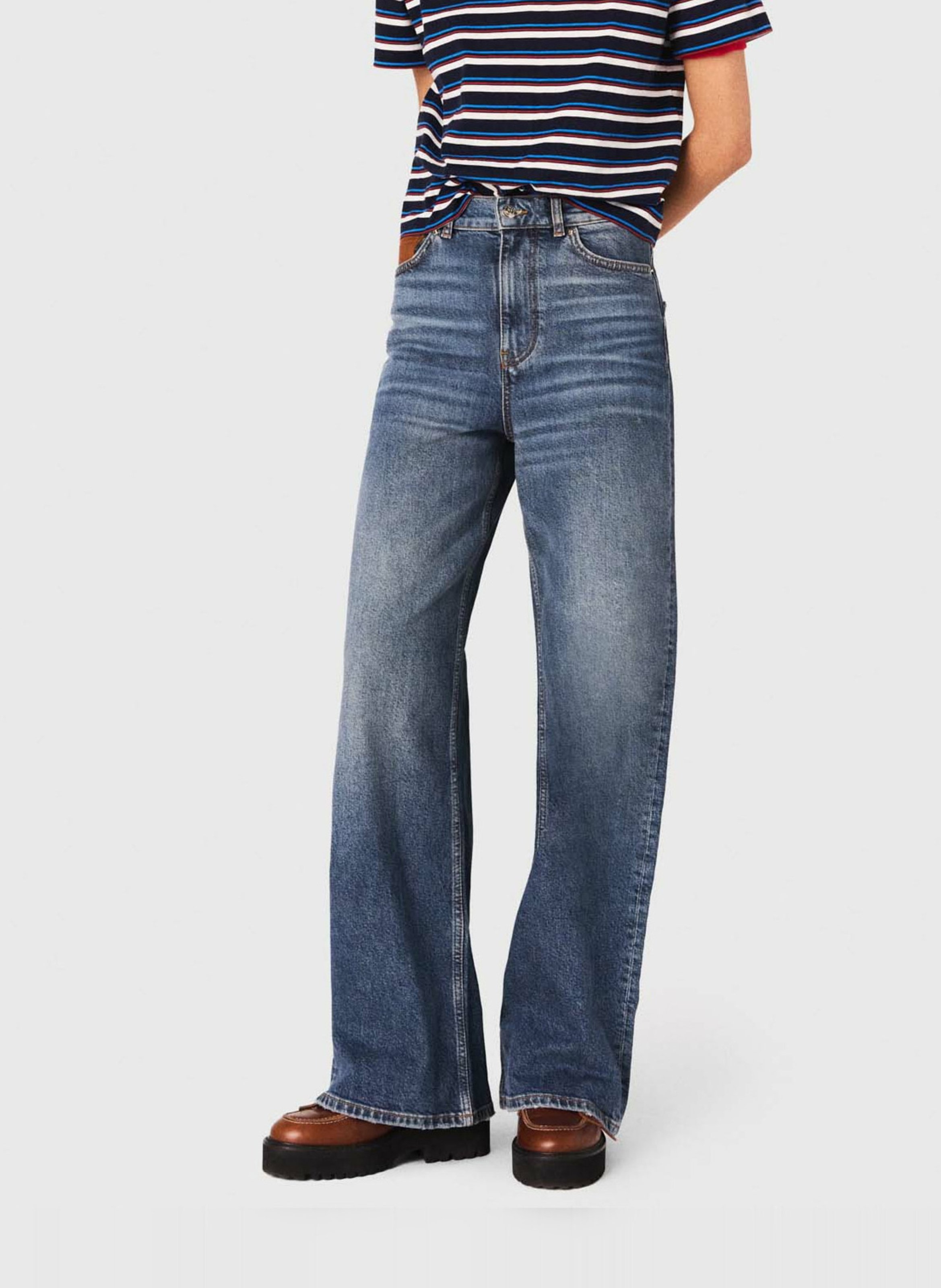 Jean large en coton mélangé MAJE Bleu