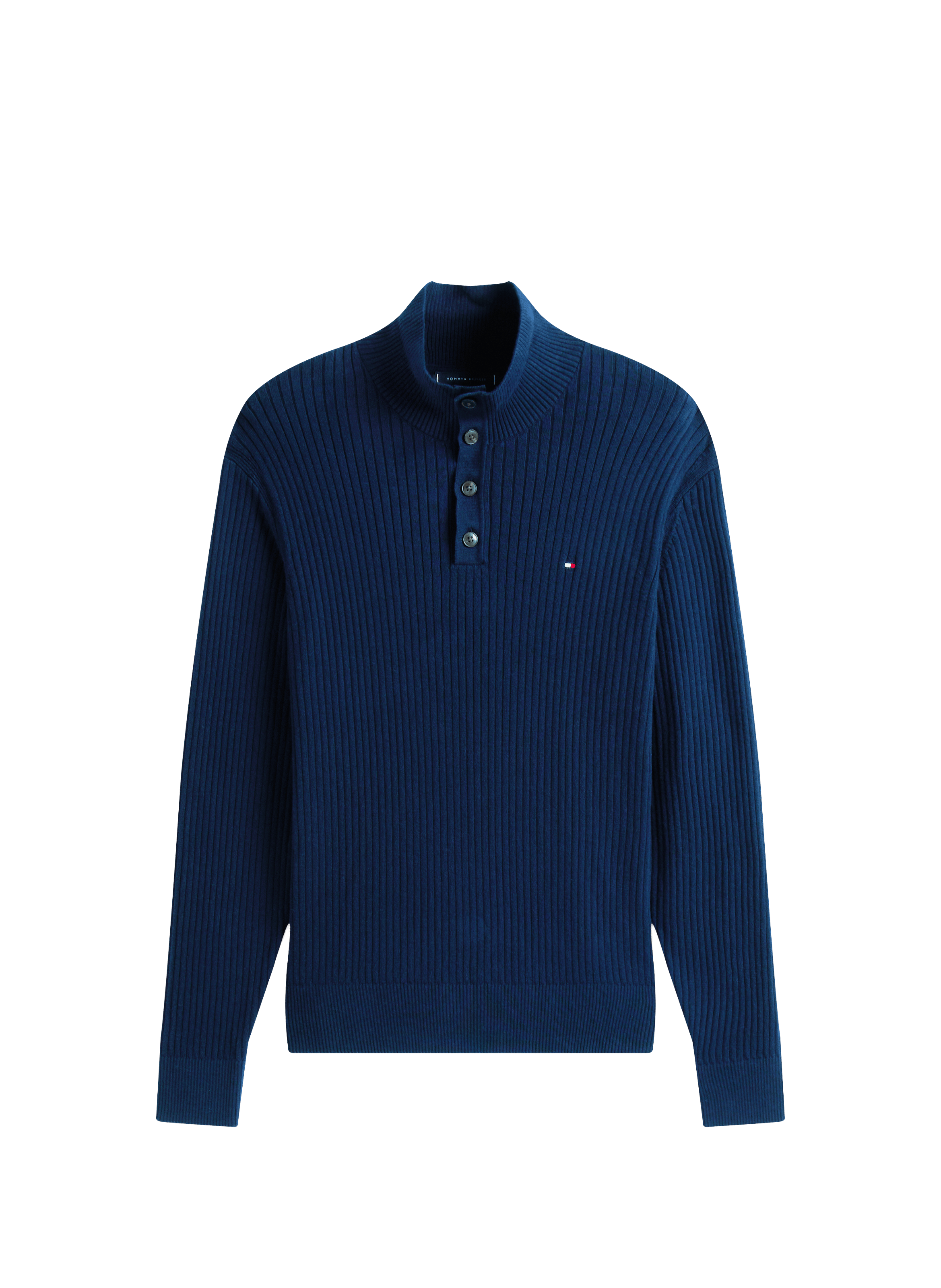 Buttoned collar sweater in cotton and cashmere TOMMY HILFIGER Blue