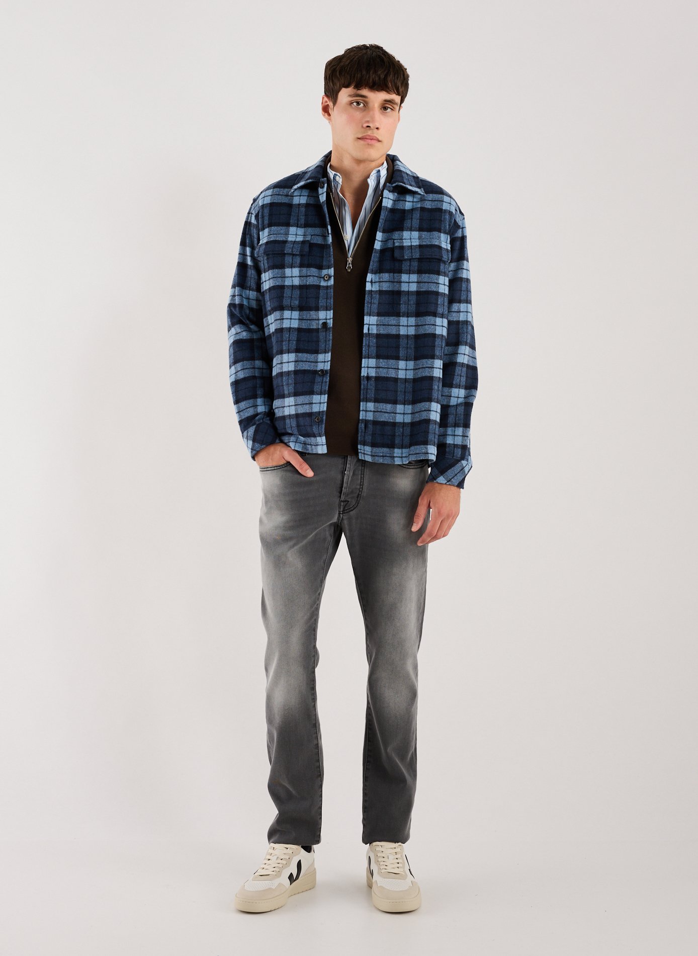 Surchemise à carreaux en laine mélangée SAMSOE SAMSOE Bleu