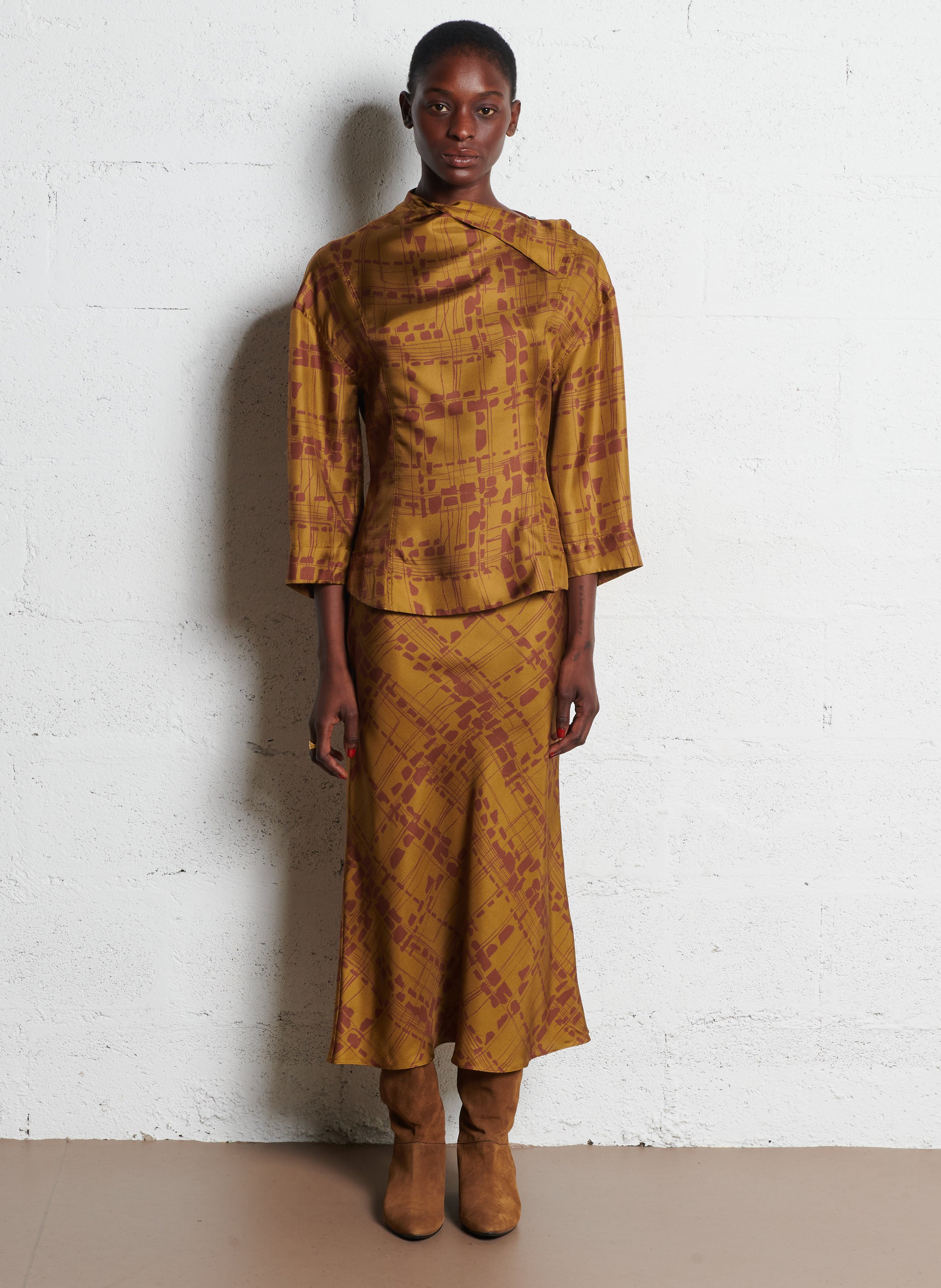 Jupe midi évasée en soie fever SOEUR Multicolore