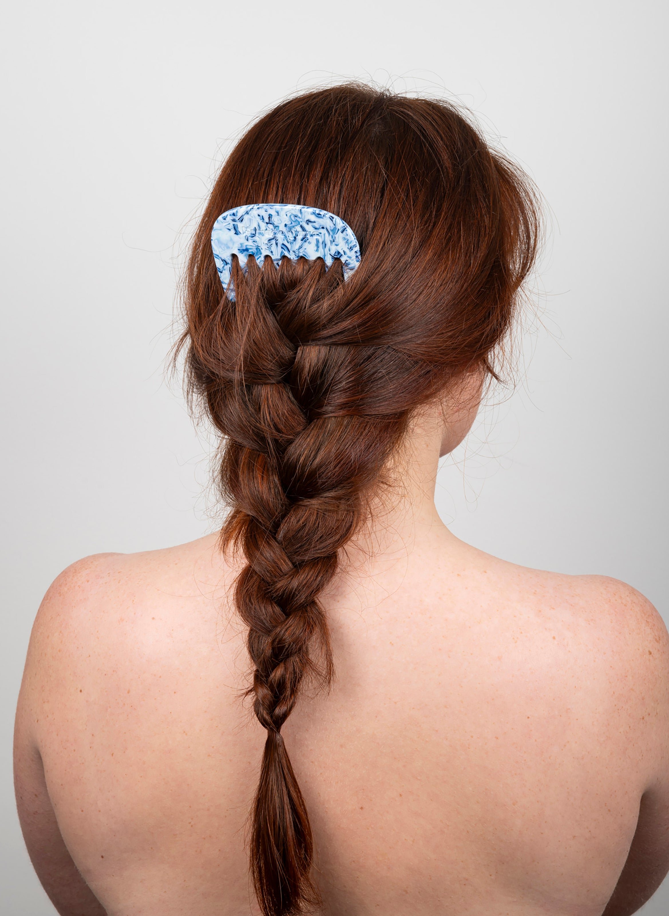 Peigne pivoine en acétate de cellulose KURAGE GINZA Bleu