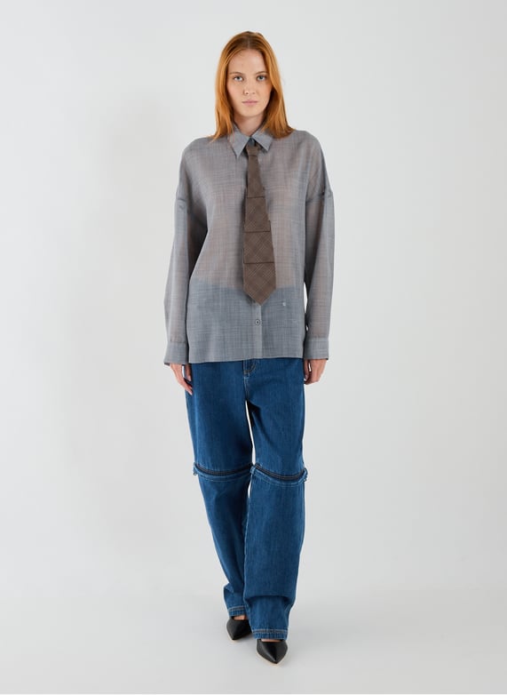 Jeans sous genou amovible en coton | Bleu by TIBI Jeans sous genou amovible en coton Bleu