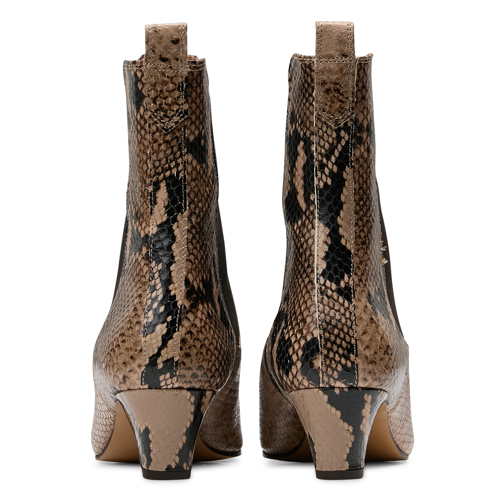 Bottines à talons en cuir aspect python n°525 RIVECOUR Marron