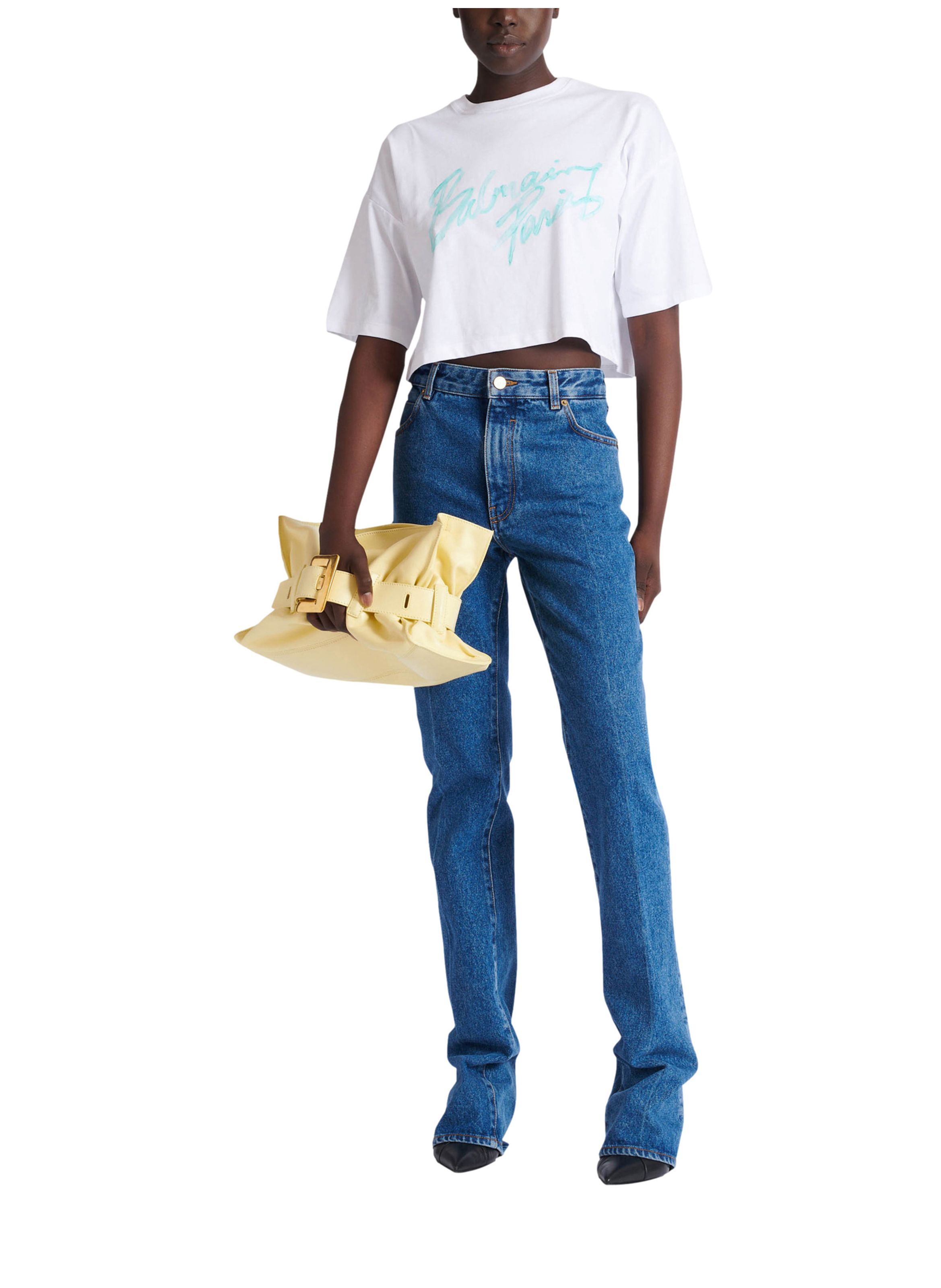 Pantalon en denim droit BALMAIN Bleu