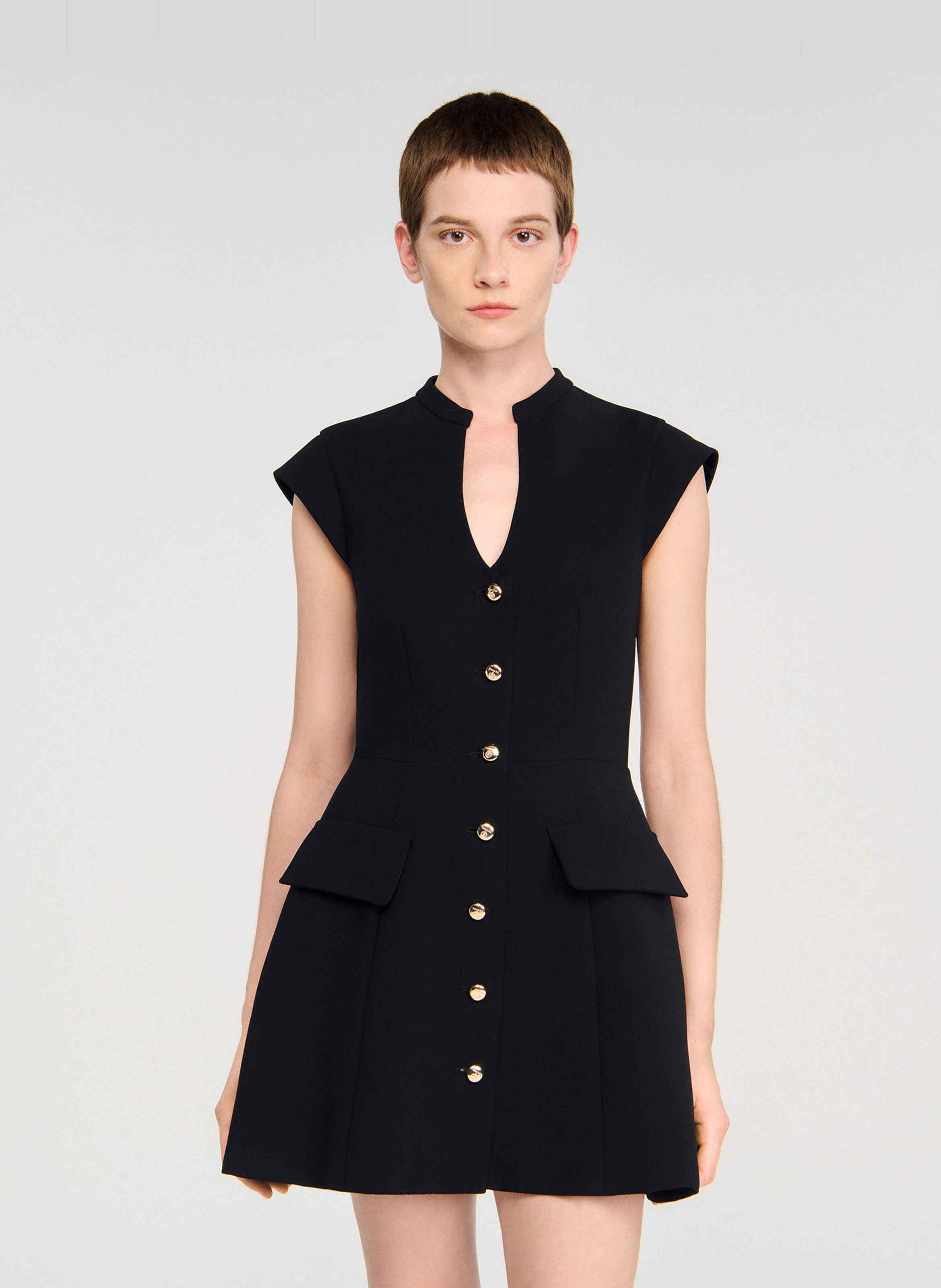 Robe courte cintrée unie SANDRO Noir