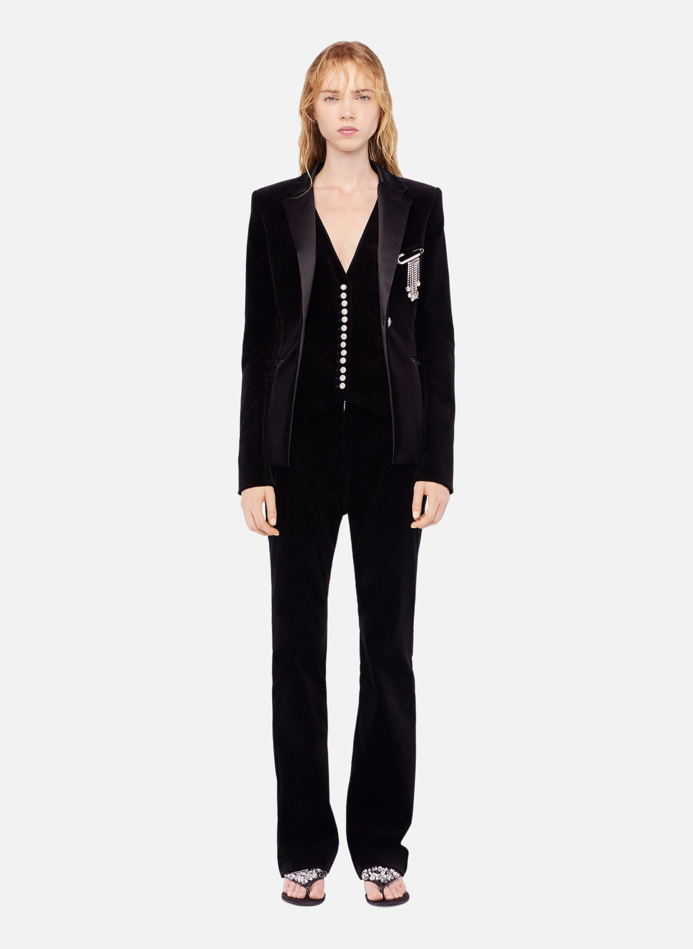 Veste tailleur en velours RABANNE Noir